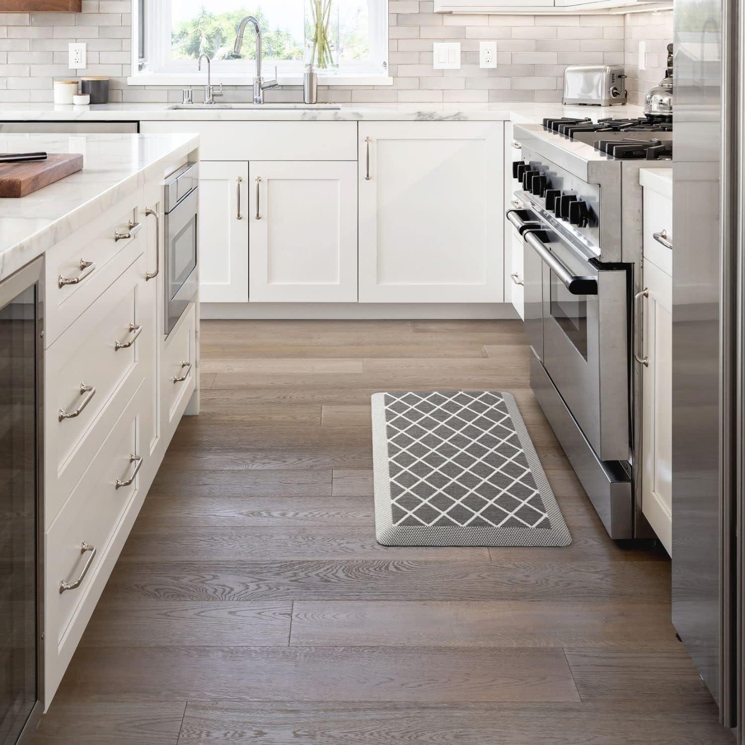 imageMartha Stewart Miles Modern Diamond AntiFatigue AirInfused Kitchen Mat Spice Red 196quotx32quotGrey