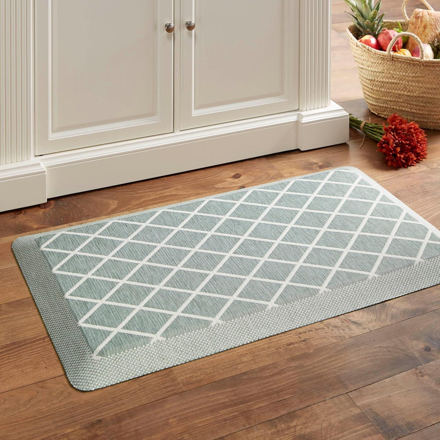 imageMartha Stewart Miles Modern Diamond AntiFatigue AirInfused Kitchen Mat Spice Red 196quotx32quotMint Green