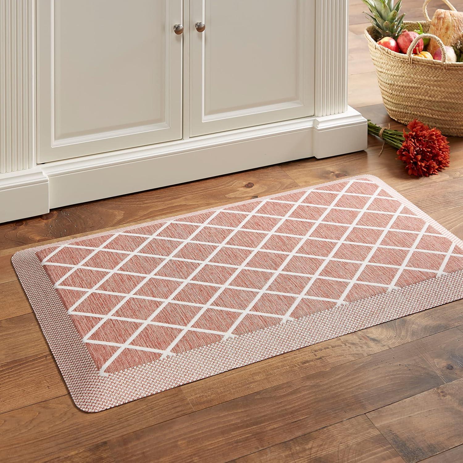 imageMartha Stewart Miles Modern Diamond AntiFatigue AirInfused Kitchen Mat Spice Red 196quotx32quotSpice Red