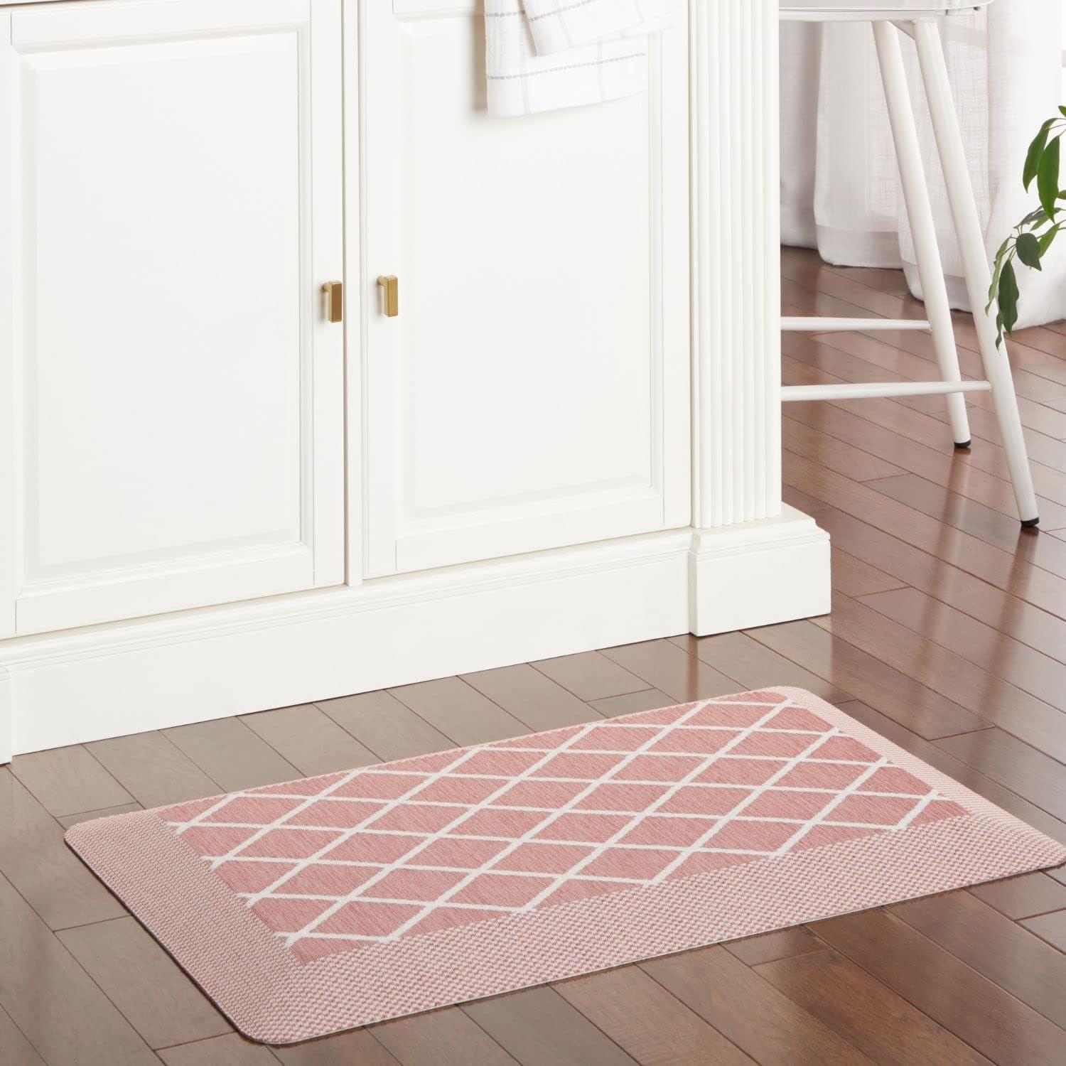 imageMartha Stewart Miles Modern Diamond AntiFatigue AirInfused Kitchen Mat Spice Red 196quotx32quotSpice Red