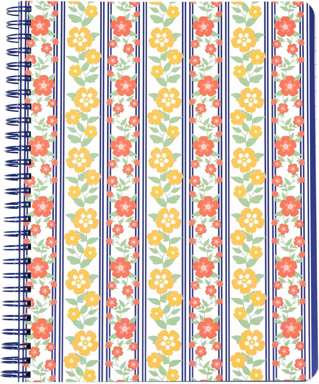 imageMartha Stewart Mini Spiral Notebook 7quotx9quot Journaling Notebook with 160 Lined Pages and Perforated TearOuts Convenient Interior Pocket for Notes Floral Stripe