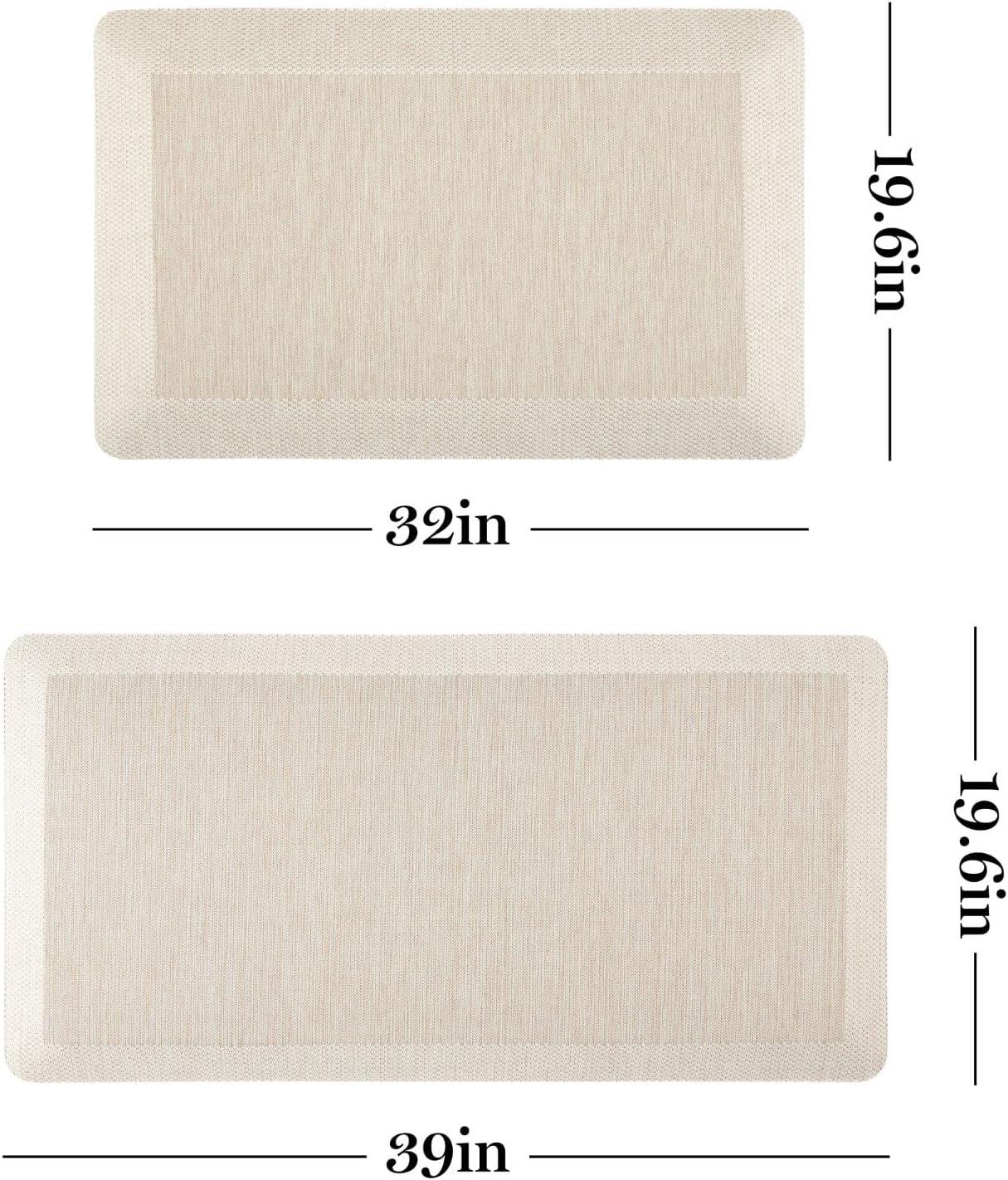 imageMartha Stewart Mira Modern Heathered AntiFatigue AirInfused Kitchen Mat Beige 196quotx39quot