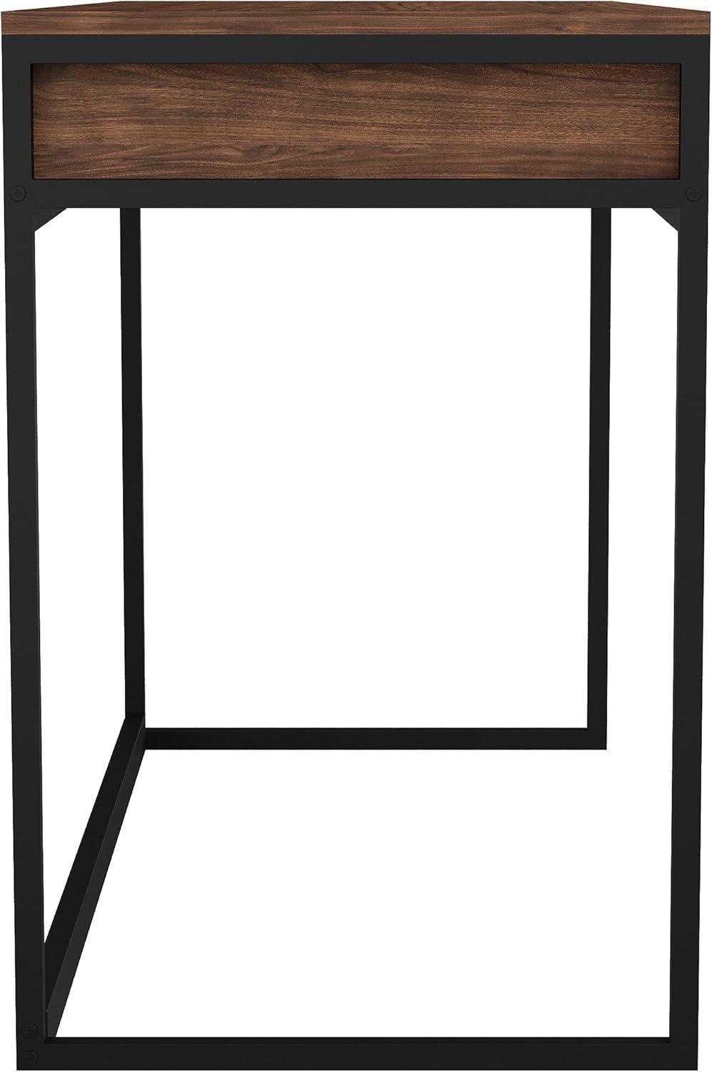 imageMartha Stewart Ollie Home Office Desk with 3 Drawers in White with Polished Brass HardwareWalnut TopOil Rubbed Bronze Frame