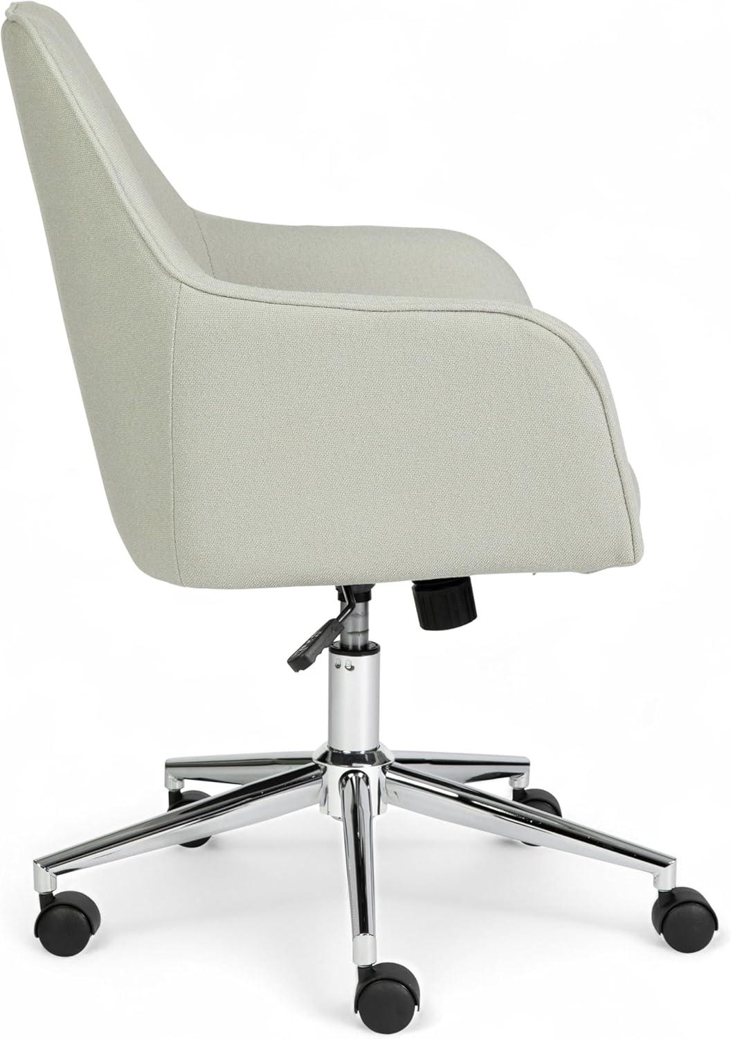 imageMartha Stewart Rayna Swivel Task Chair with Flared Arms for Home Office in White Boucle with Oil Rubbed Bronze FrameLight Gray FabricPolished Nickel Frame