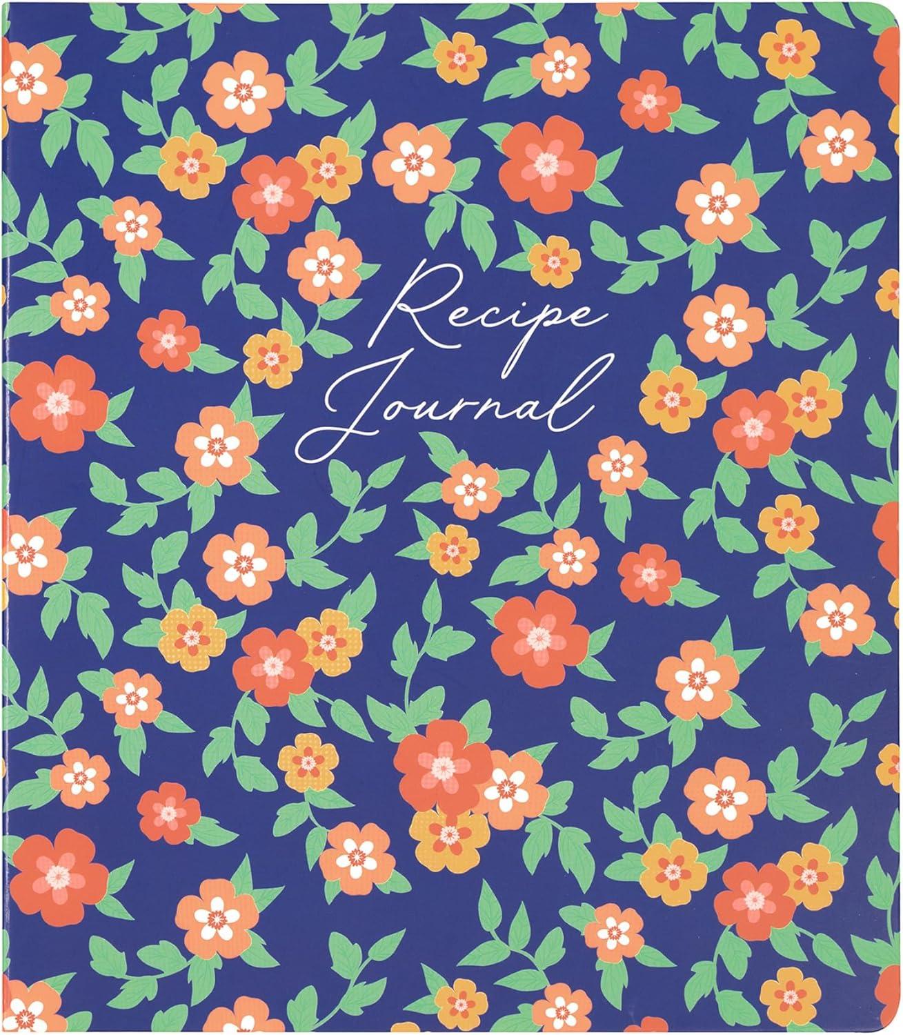 imageMartha Stewart Recipe Journal Make Your Own Cookbook with 120 Pages for Detailed Recipe Notes Ingredients and Instructions Customizable Tabs 11 x 9 inches Floral Deep Ultramarine