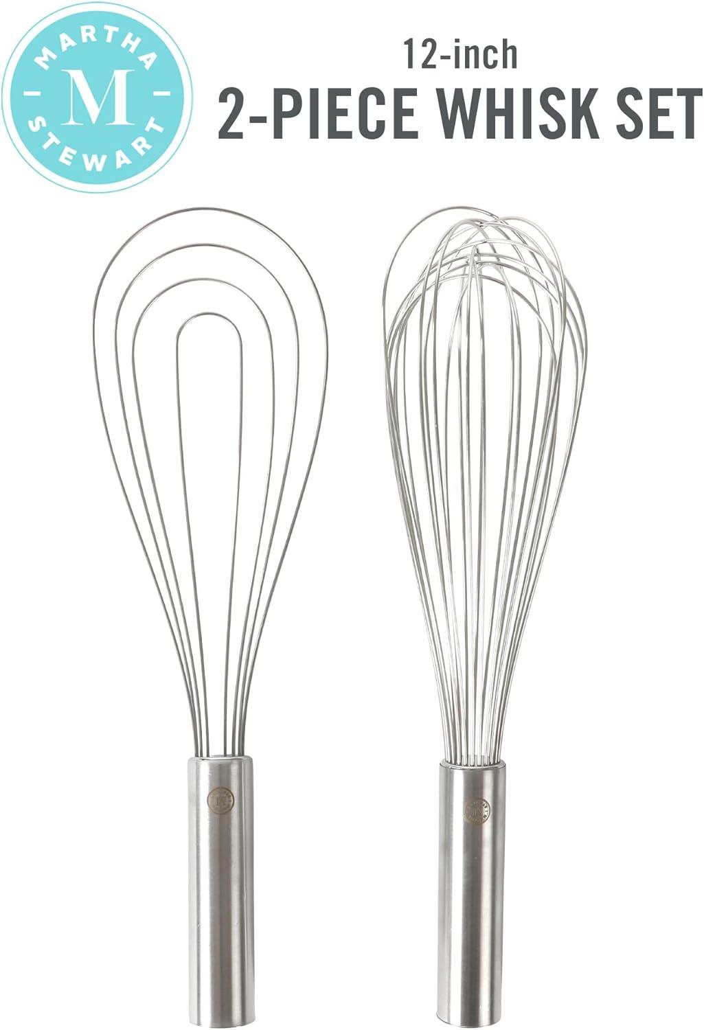 imageMartha Stewart Richburn 2pc 12quot Stainless Steel Balloon ampamp Flat Whisk  Satin Finish