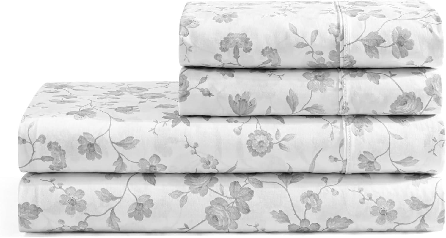 imageMartha Stewart Ruth Ditsy Floral 300TC 100 Cotton Percale Sheet Set BlueWhite 4 Piece 1 Flat Sheet 1 Fitted Sheet 2 Std Pillowcases Breathable Cotton Printed Bed Sheets Queen SizeQueen