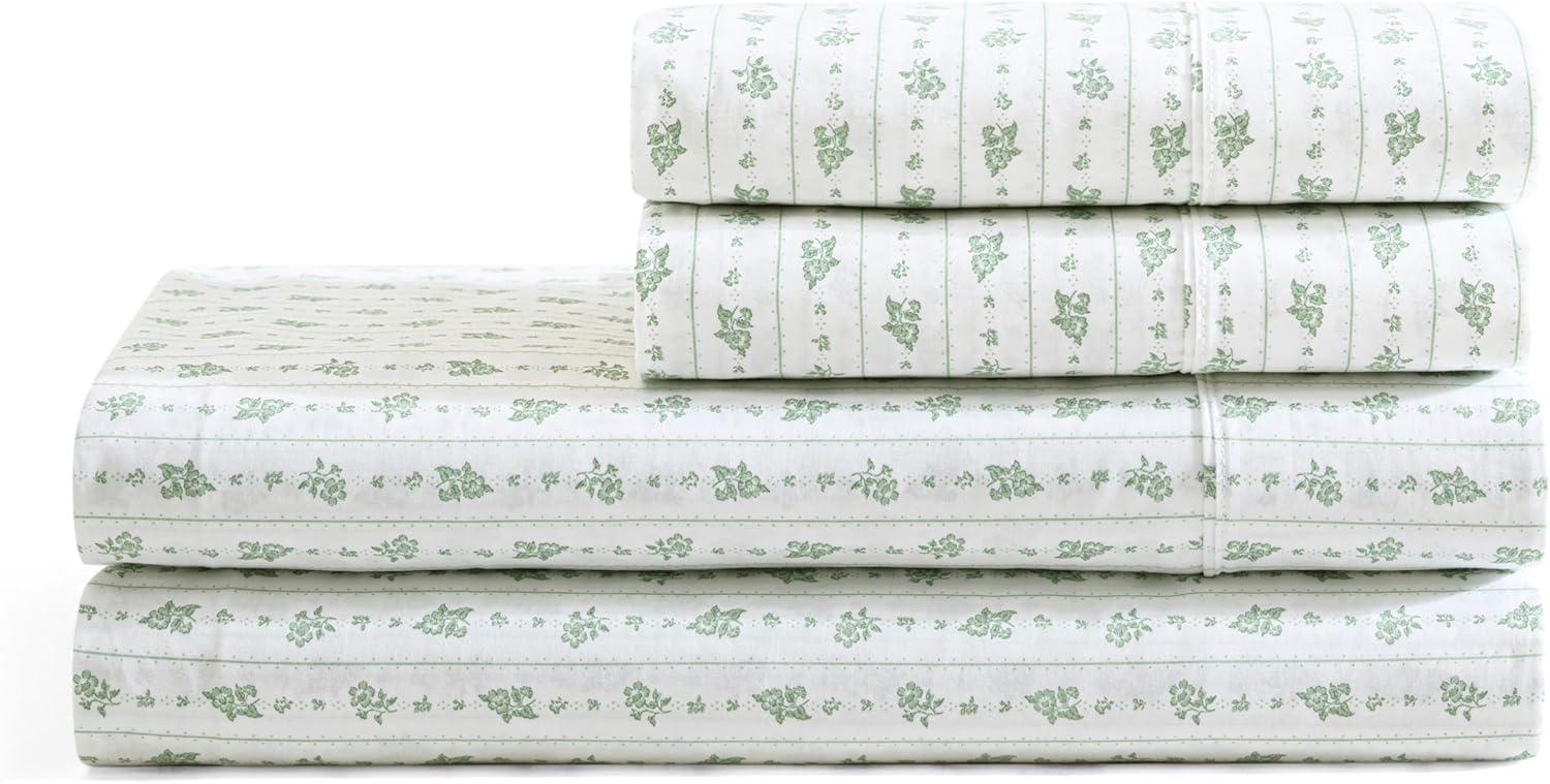 imageMartha Stewart Ruth Ditsy Floral 300TC 100 Cotton Percale Sheet Set BlueWhite 4 Piece 1 Flat Sheet 1 Fitted Sheet 2 Std Pillowcases Breathable Cotton Printed Bed Sheets Queen SizeQueen