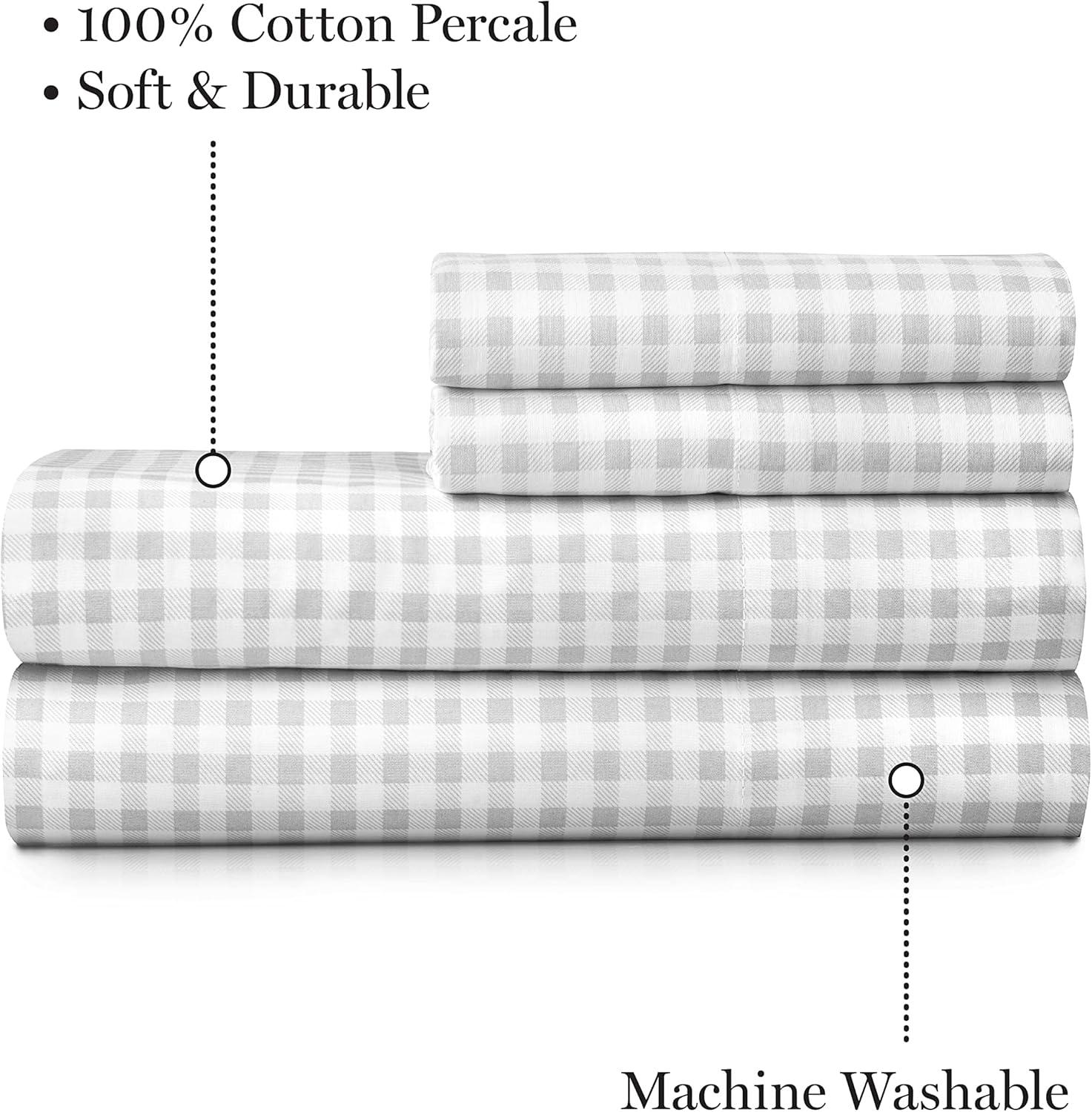 imageMartha Stewart Ruth Ditsy Floral 300TC 100 Cotton Percale Sheet Set BlueWhite 4 Piece 1 Flat Sheet 1 Fitted Sheet 2 Std Pillowcases Breathable Cotton Printed Bed Sheets Queen SizeQueen