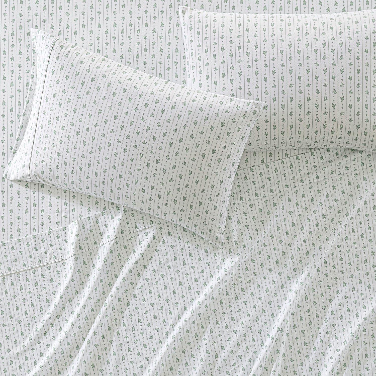 imageMartha Stewart Ruth Ditsy Floral 300TC 100 Cotton Percale Sheet Set BlueWhite 4 Piece 1 Flat Sheet 1 Fitted Sheet 2 Std Pillowcases Breathable Cotton Printed Bed Sheets Queen SizeTwin