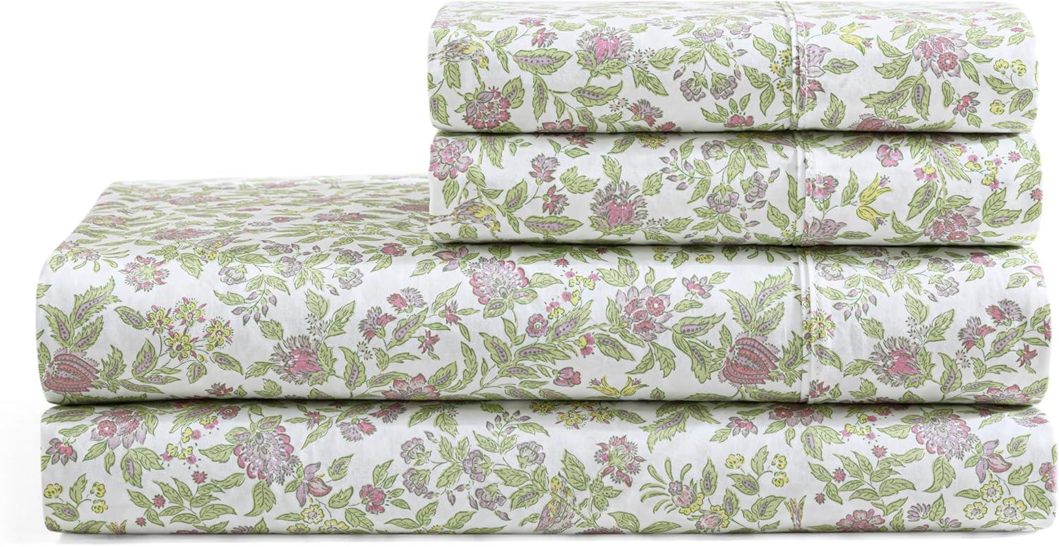 imageMartha Stewart Ruth Ditsy Floral 300TC 100 Cotton Percale Sheet Set BlueWhite 4 Piece 1 Flat Sheet 1 Fitted Sheet 2 Std Pillowcases Breathable Cotton Printed Bed Sheets Queen SizeTwin
