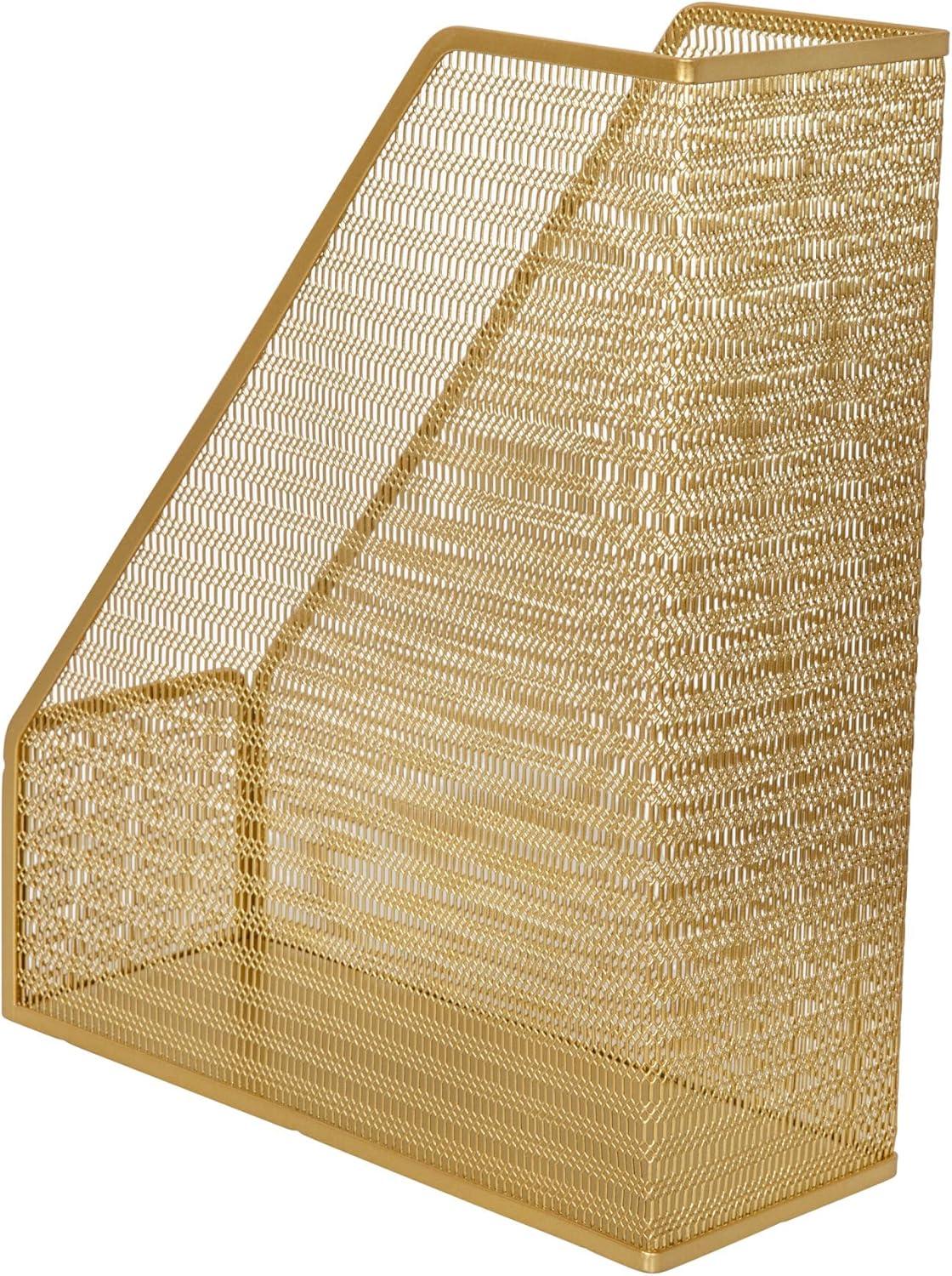 imageMartha Stewart Ryder Gold Mesh Metal Single Slot Magazine File Holder Desktop Organizer 975 x 375 x 115