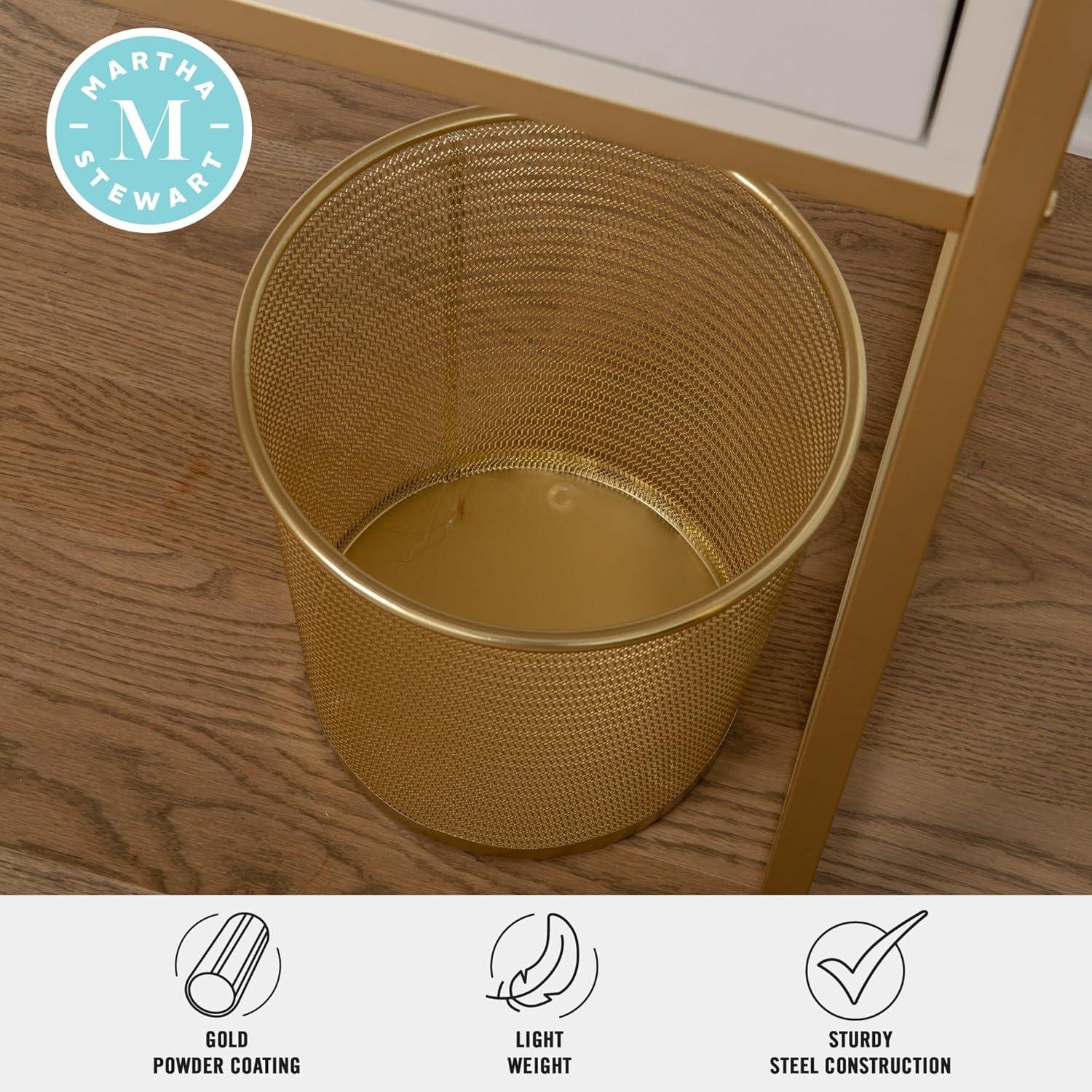 imageMartha Stewart Ryder Gold Mesh Metal Trash Can 45 Gallon Wastebasket for Office