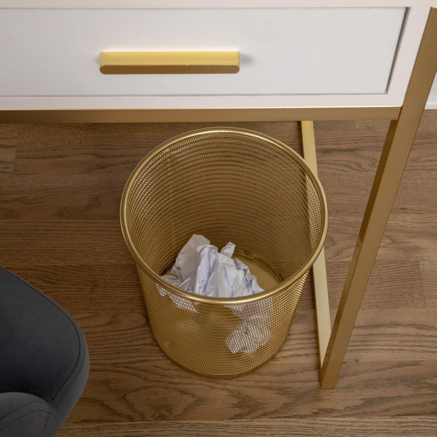imageMartha Stewart Ryder Gold Mesh Metal Trash Can 45 Gallon Wastebasket for Office