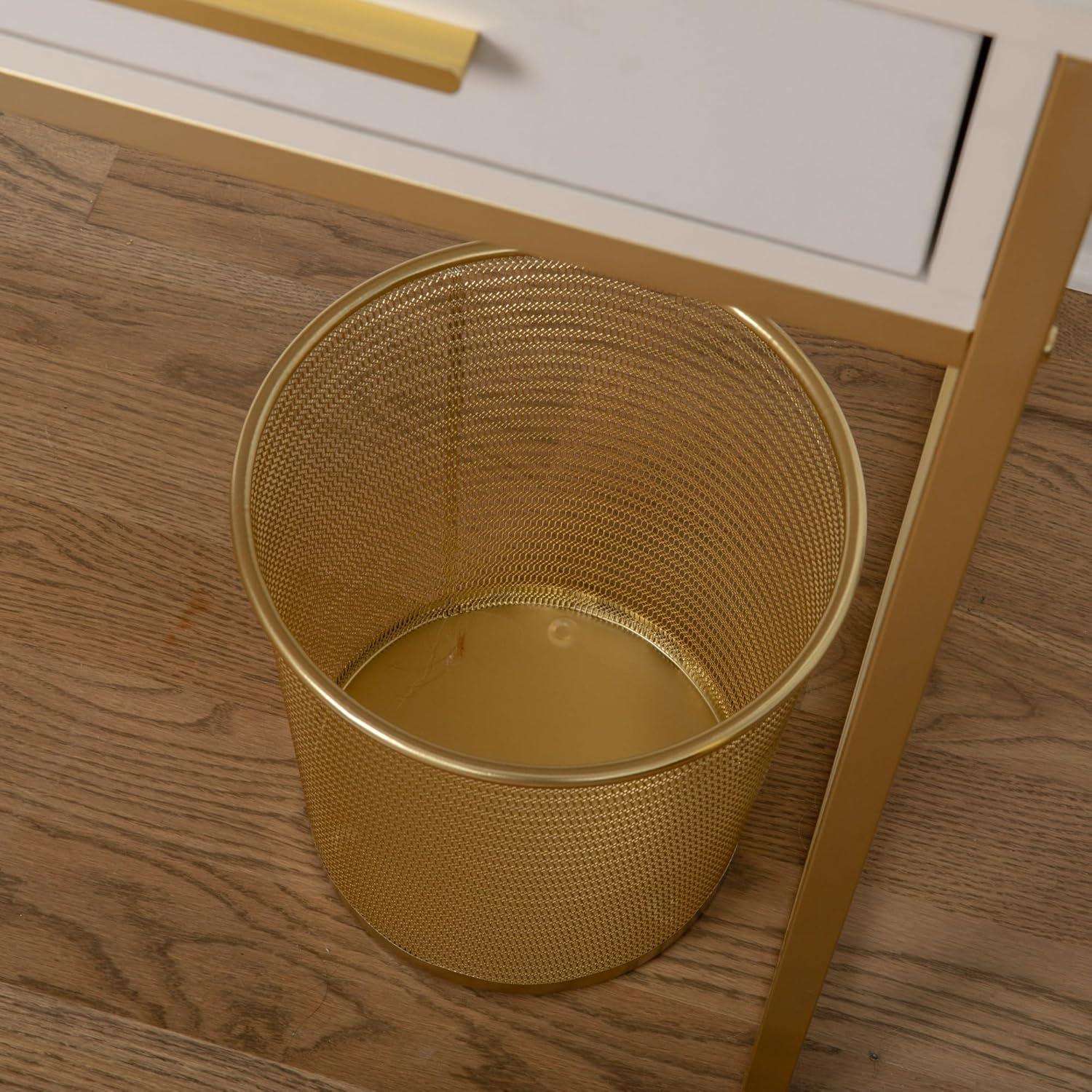 imageMartha Stewart Ryder Gold Mesh Metal Trash Can 45 Gallon Wastebasket for Office
