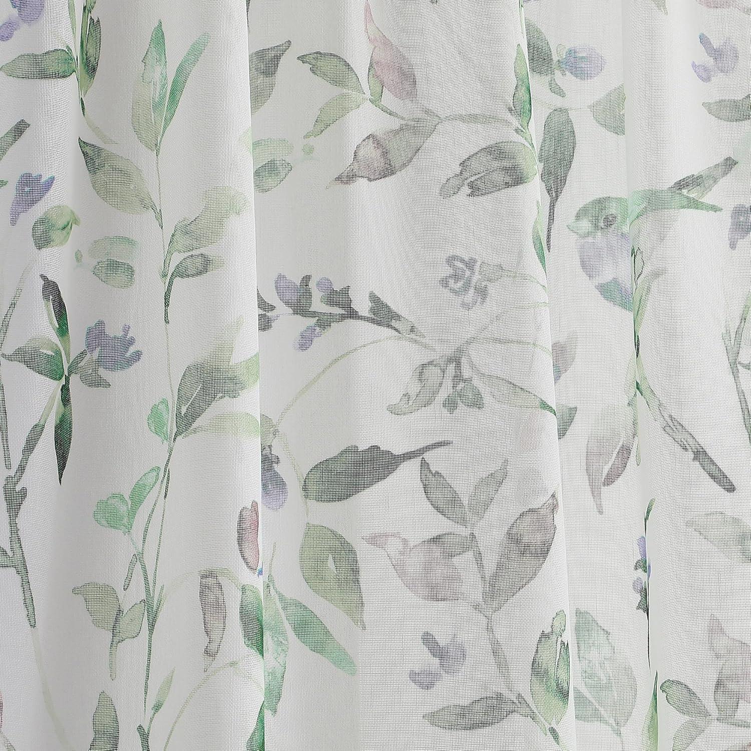 imageMartha Stewart Sheer Curtains Floral Botanical Kensington Flower Garden Rod Pocket Window Curtain Panel Pair 84quot Multi GreenMulti Green