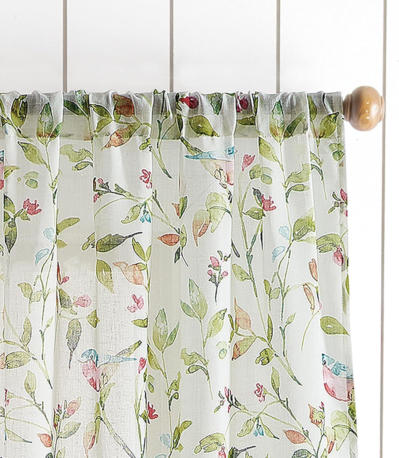 imageMartha Stewart Sheer Curtains Floral Botanical Kensington Flower Garden Rod Pocket Window Curtain Panel Pair 84quot Multi GreenMulti Pink