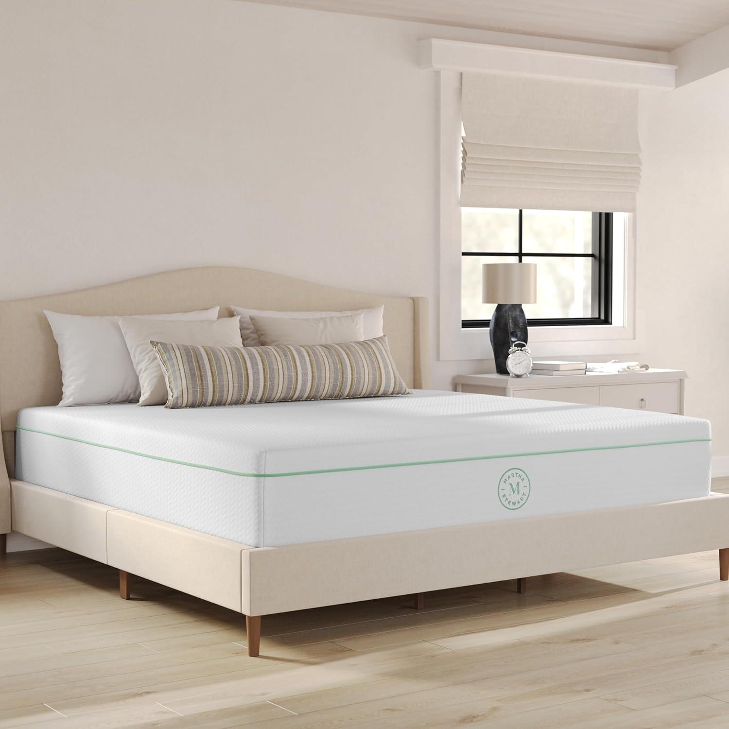 imageMartha Stewart SleepComplete Twin Mattress in a Box Medium 5Layer Cooling Gel and Green Tea Memory Foam Mattress Recycled Removable Jacquard Cover 12quot WhiteKing