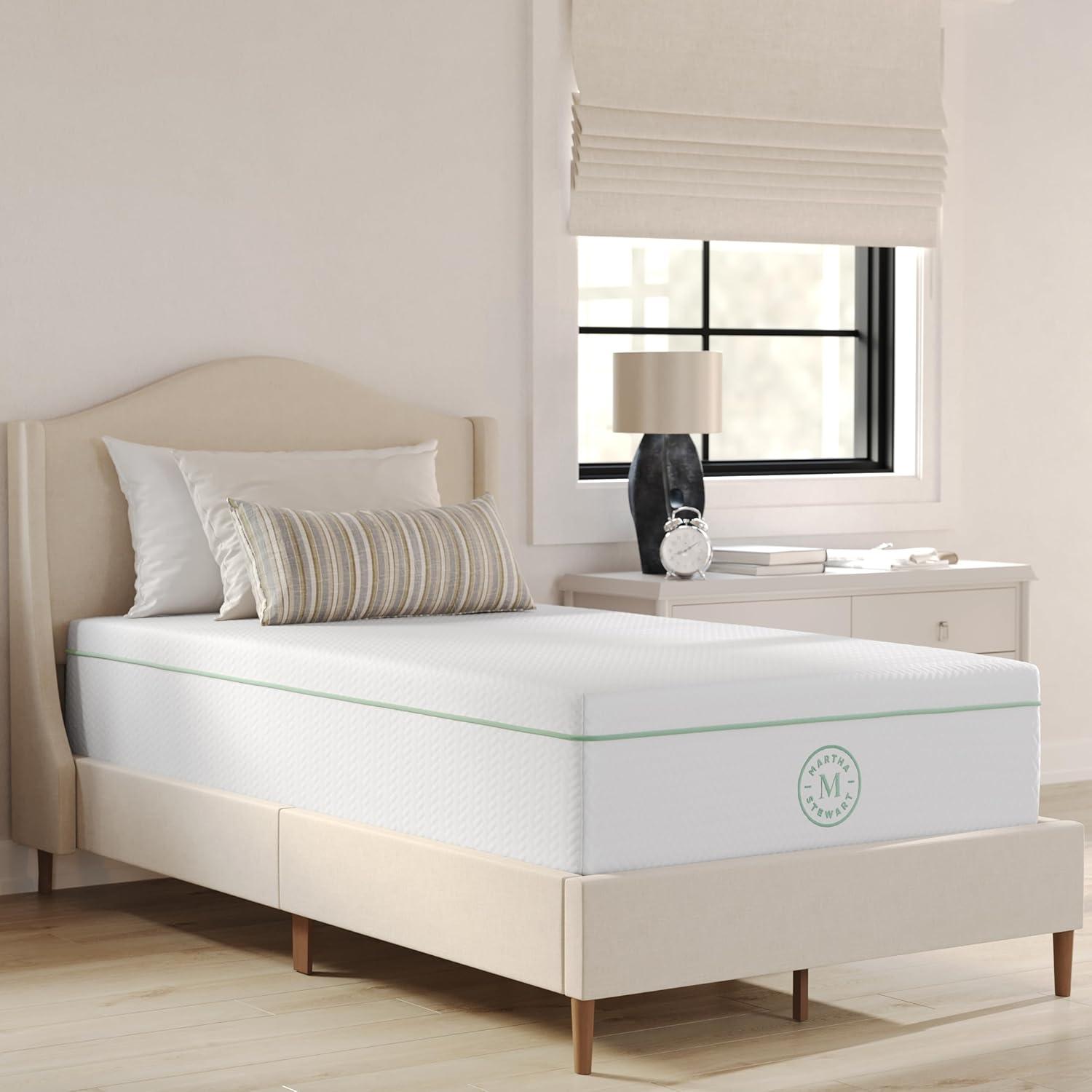 imageMartha Stewart SleepComplete Twin Mattress in a Box Medium 5Layer Cooling Gel and Green Tea Memory Foam Mattress Recycled Removable Jacquard Cover 12quot WhiteTwin