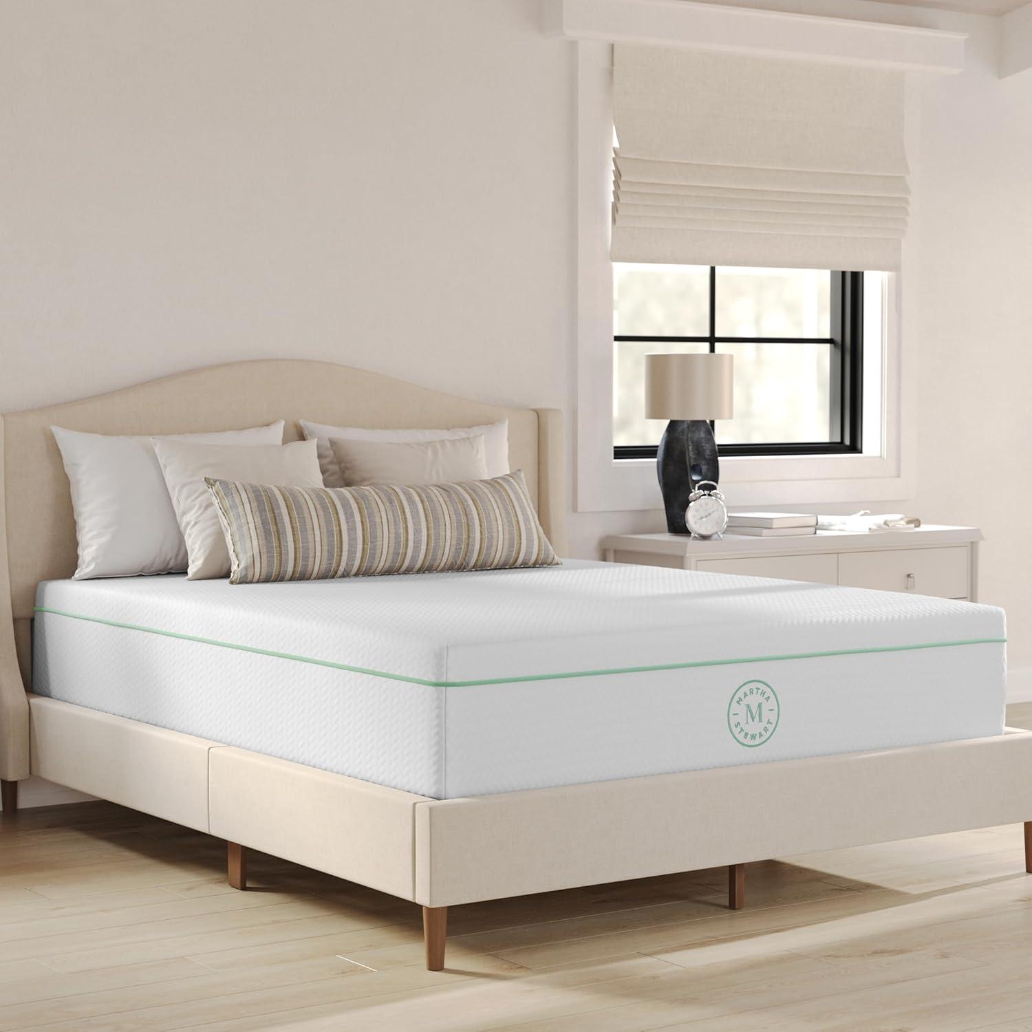 imageMartha Stewart SleepComplete Twin Mattress in a Box Medium 5Layer Cooling Gel and Green Tea Memory Foam Mattress Recycled Removable Jacquard Cover 12quot WhiteQueen