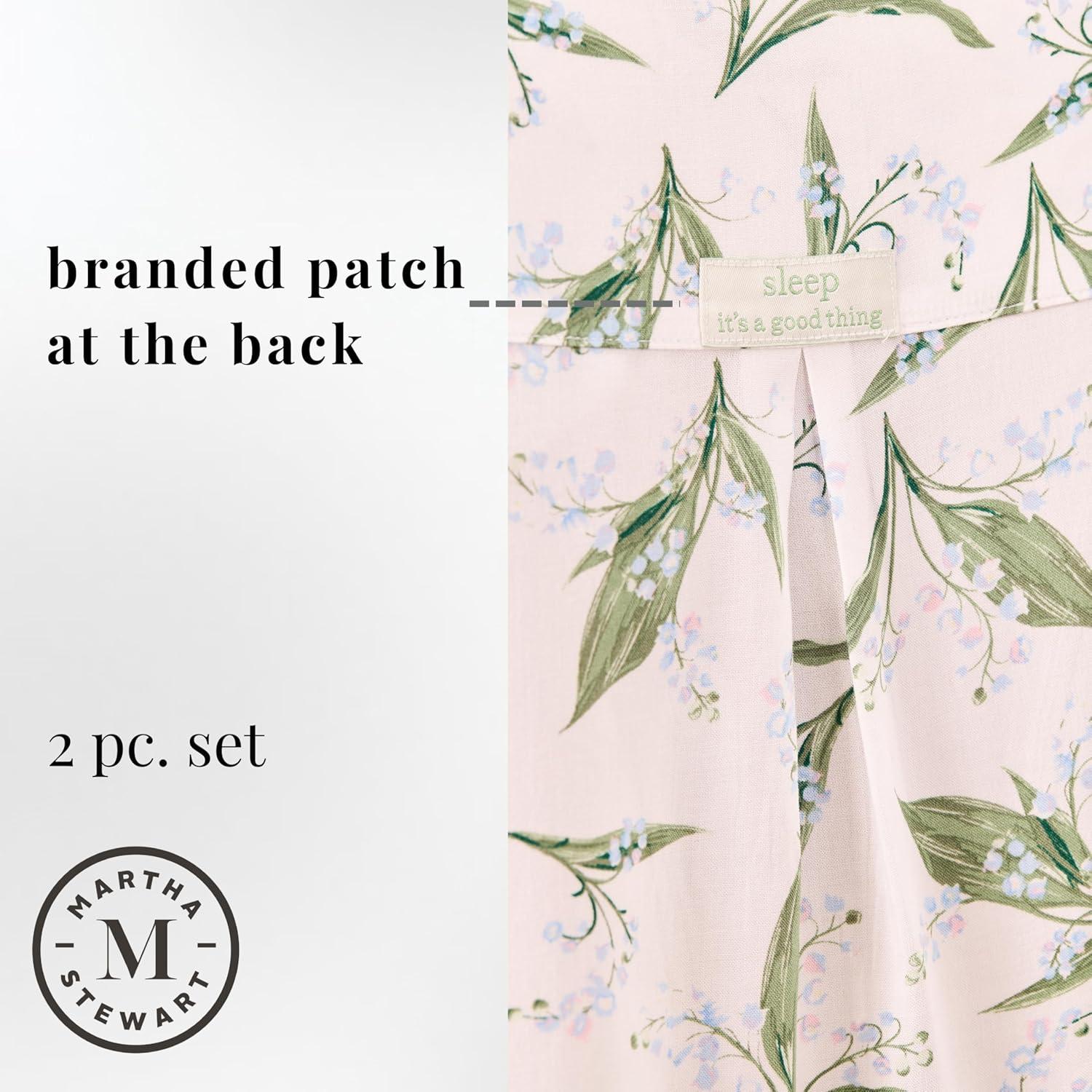 imageMartha Stewart Sleepwear for Women Rayon 2Piece Notch Collar Short Sleeve Button Down Pajama Set Soft ampamp LightweightBright White