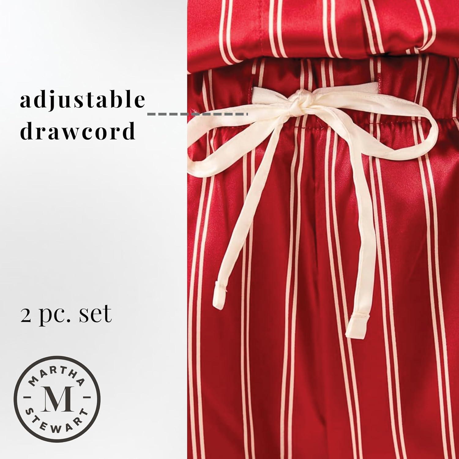 imageMartha Stewart Sleepwear for Women Silky Satin 2Piece Long Sleeve Notch Collar Pajama Set