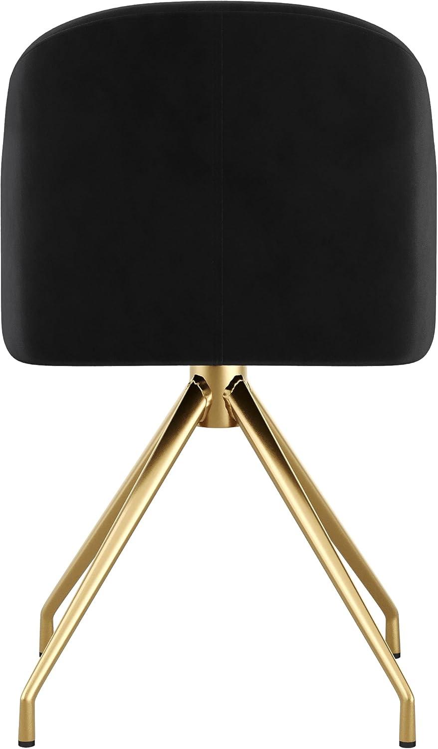 imageMartha Stewart Sora Stationary Swivel Task Chair with Sloped Arms for Home Office in White Boucle with Oil Rubbed Bronze FrameBlack VelvetPolished Nickel