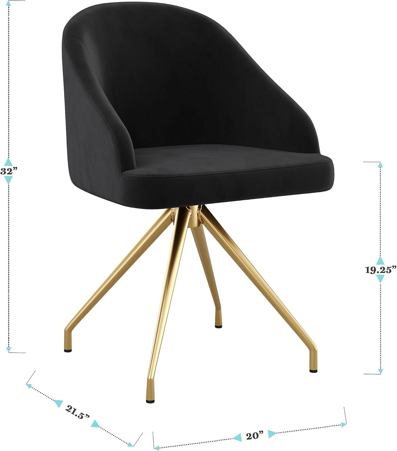 imageMartha Stewart Sora Stationary Swivel Task Chair with Sloped Arms for Home Office in White Boucle with Oil Rubbed Bronze FrameBlack VelvetPolished Nickel