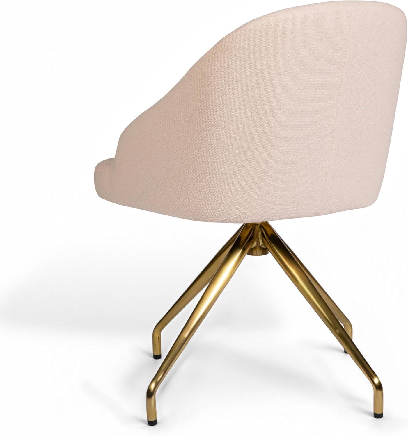 imageMartha Stewart Sora Stationary Swivel Task Chair with Sloped Arms for Home Office in White Boucle with Oil Rubbed Bronze FrameConch Shell FabricPolished Brass Frame