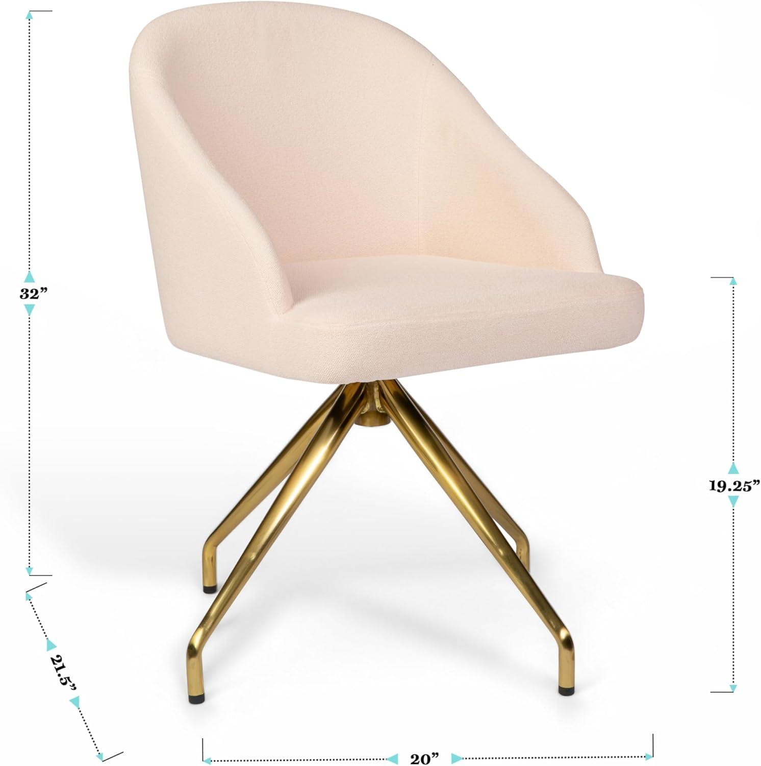 imageMartha Stewart Sora Stationary Swivel Task Chair with Sloped Arms for Home Office in White Boucle with Oil Rubbed Bronze FrameConch Shell FabricPolished Brass Frame