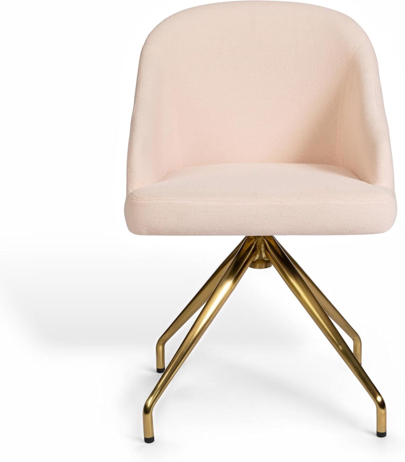 imageMartha Stewart Sora Stationary Swivel Task Chair with Sloped Arms for Home Office in White Boucle with Oil Rubbed Bronze FrameConch Shell FabricPolished Brass Frame
