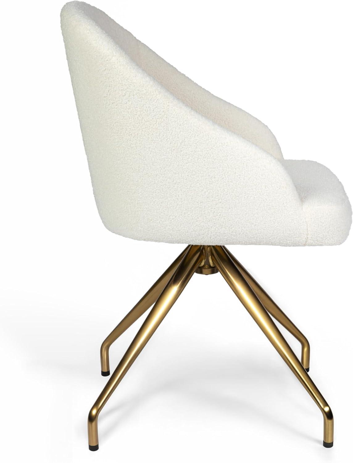 imageMartha Stewart Sora Stationary Swivel Task Chair with Sloped Arms for Home Office in White Boucle with Oil Rubbed Bronze FrameOff White BouclePolished Brass Frame