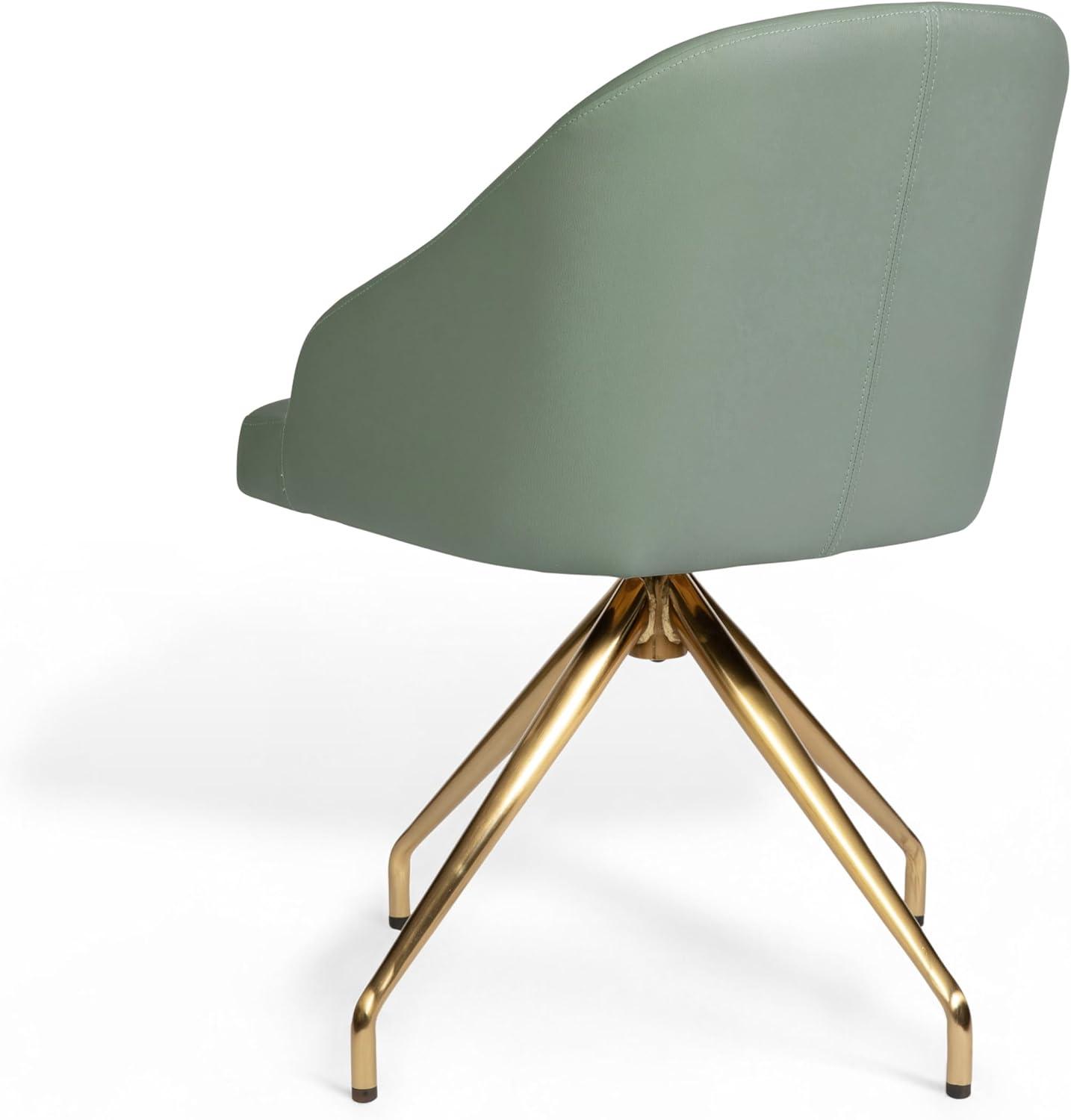 imageMartha Stewart Sora Stationary Swivel Task Chair with Sloped Arms for Home Office in White Boucle with Oil Rubbed Bronze FrameSage Faux LeatherPolished Brass Frame