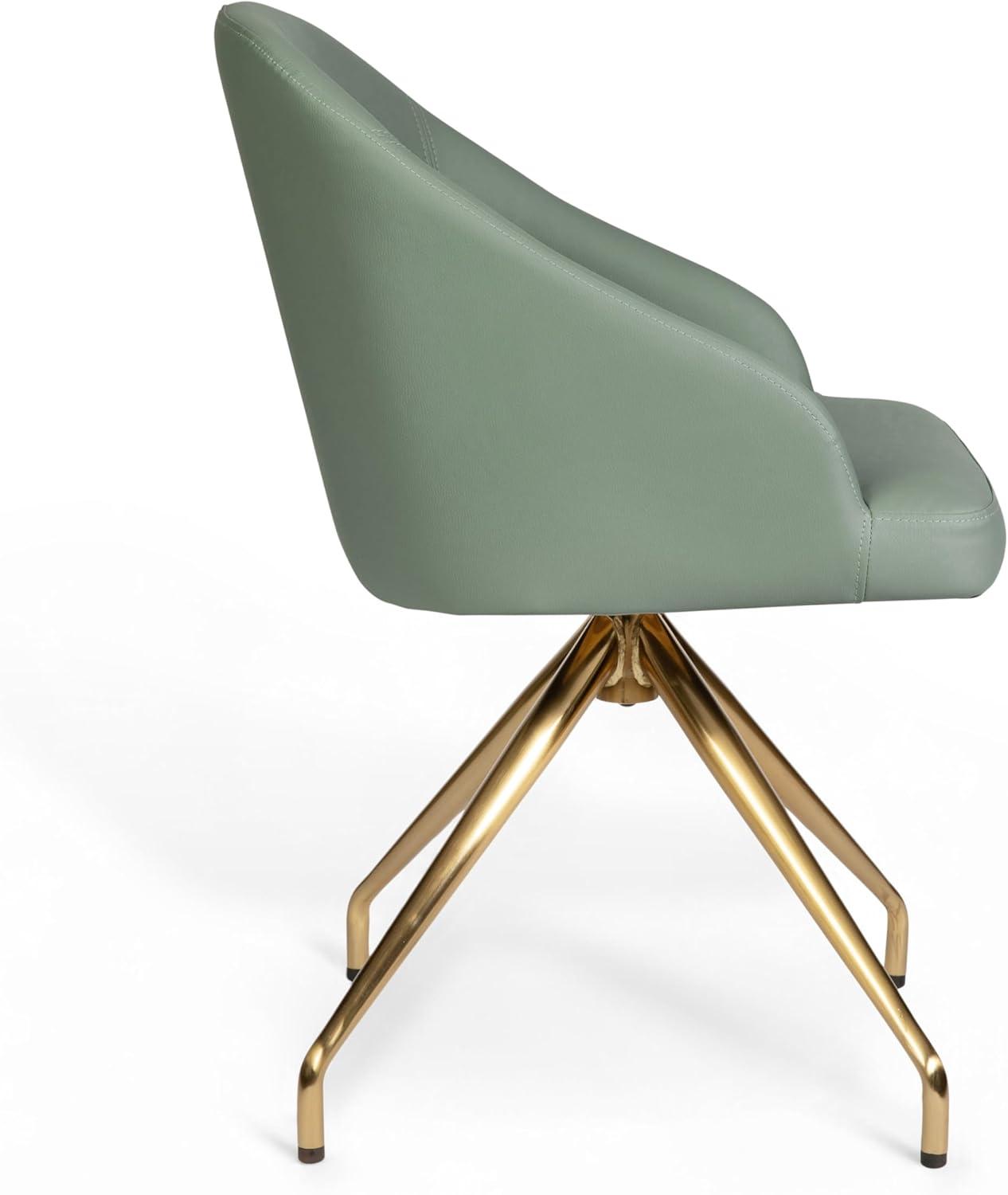 imageMartha Stewart Sora Stationary Swivel Task Chair with Sloped Arms for Home Office in White Boucle with Oil Rubbed Bronze FrameSage Faux LeatherPolished Brass Frame