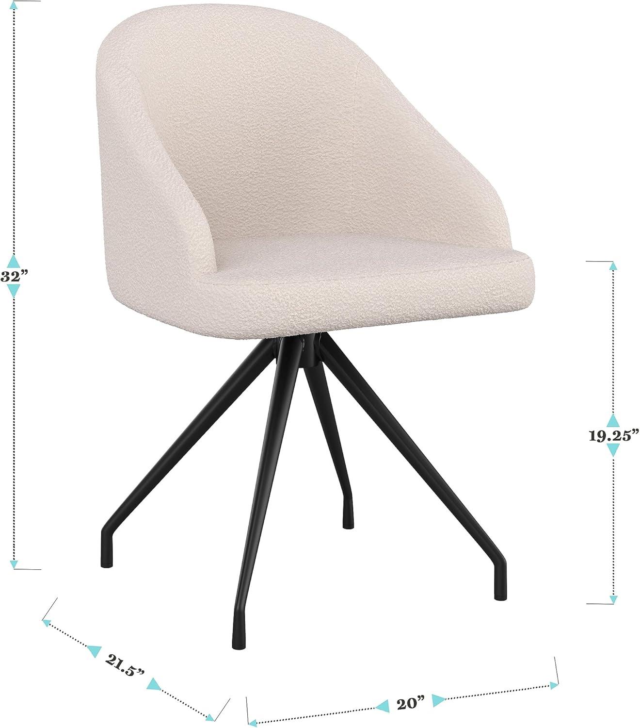 imageMartha Stewart Sora Stationary Swivel Task Chair with Sloped Arms for Home Office in White Boucle with Oil Rubbed Bronze FrameWhite BoucleOil Rubbed Bronze