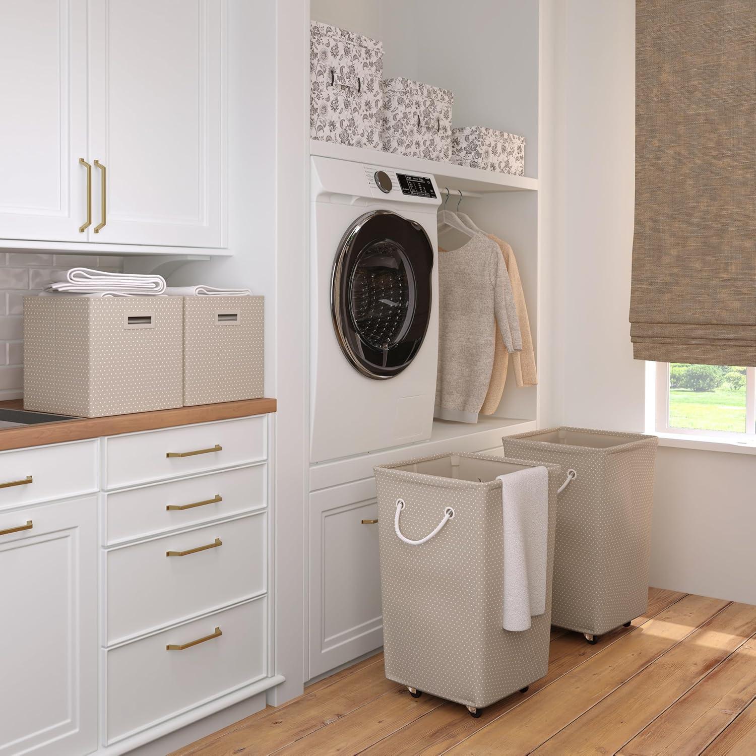 imageMartha Stewart Storage Collapsible Home Laundry Collection Laundry Hamper with Wheels Cottage DotCottage Dot