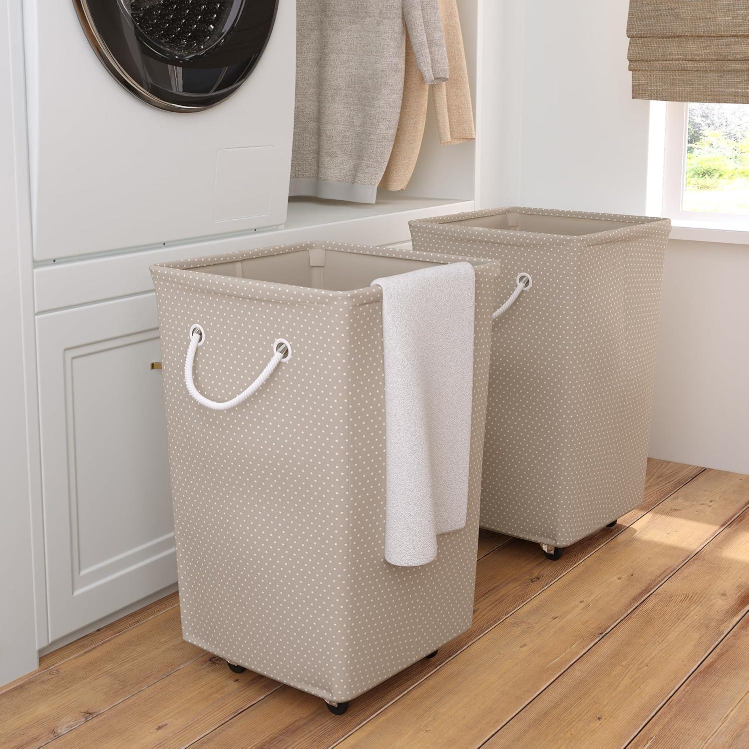 imageMartha Stewart Storage Collapsible Home Laundry Collection Laundry Hamper with Wheels Cottage DotCottage Dot