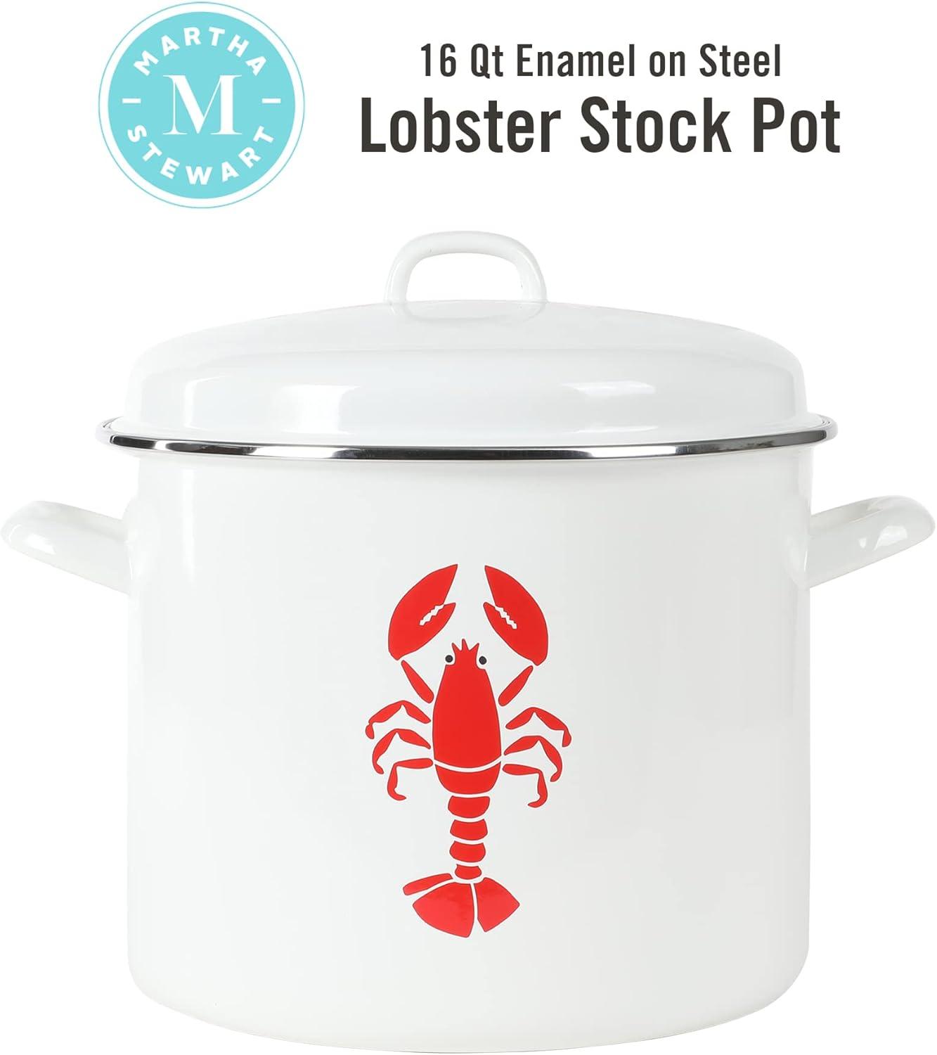 imageMartha Stewart Thayer 8Quart Enamel On Steel Scratch Resistant Stock Pot wLid Martha BlueLinen