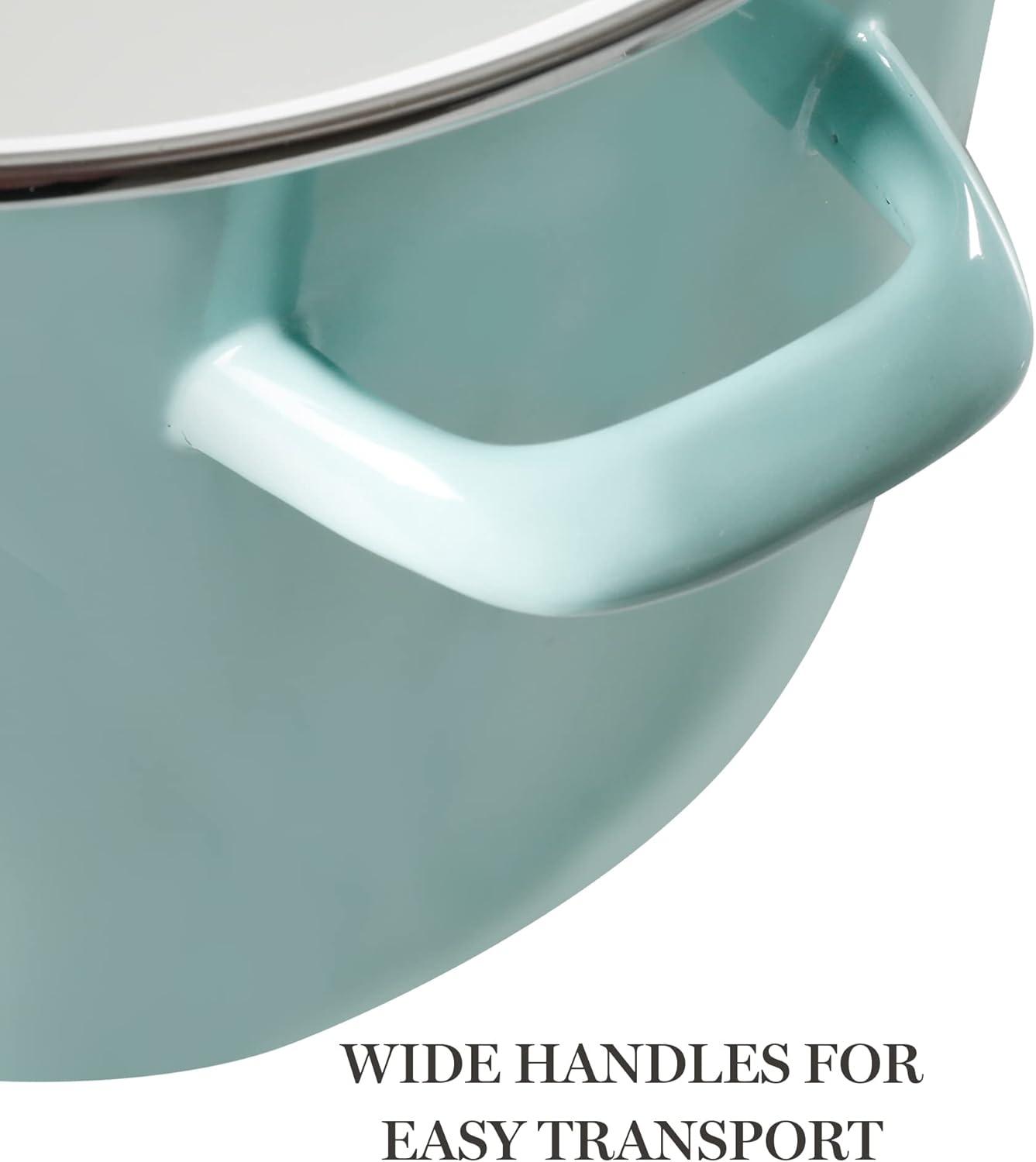 imageMartha Stewart Thayer 8Quart Enamel On Steel Scratch Resistant Stock Pot wLid Martha BlueMartha Blue