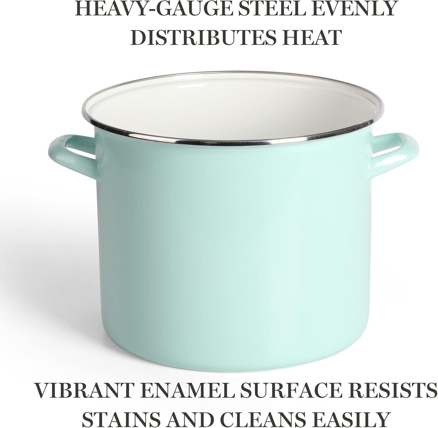 imageMartha Stewart Thayer 8Quart Enamel On Steel Scratch Resistant Stock Pot wLid Martha BlueMartha Blue