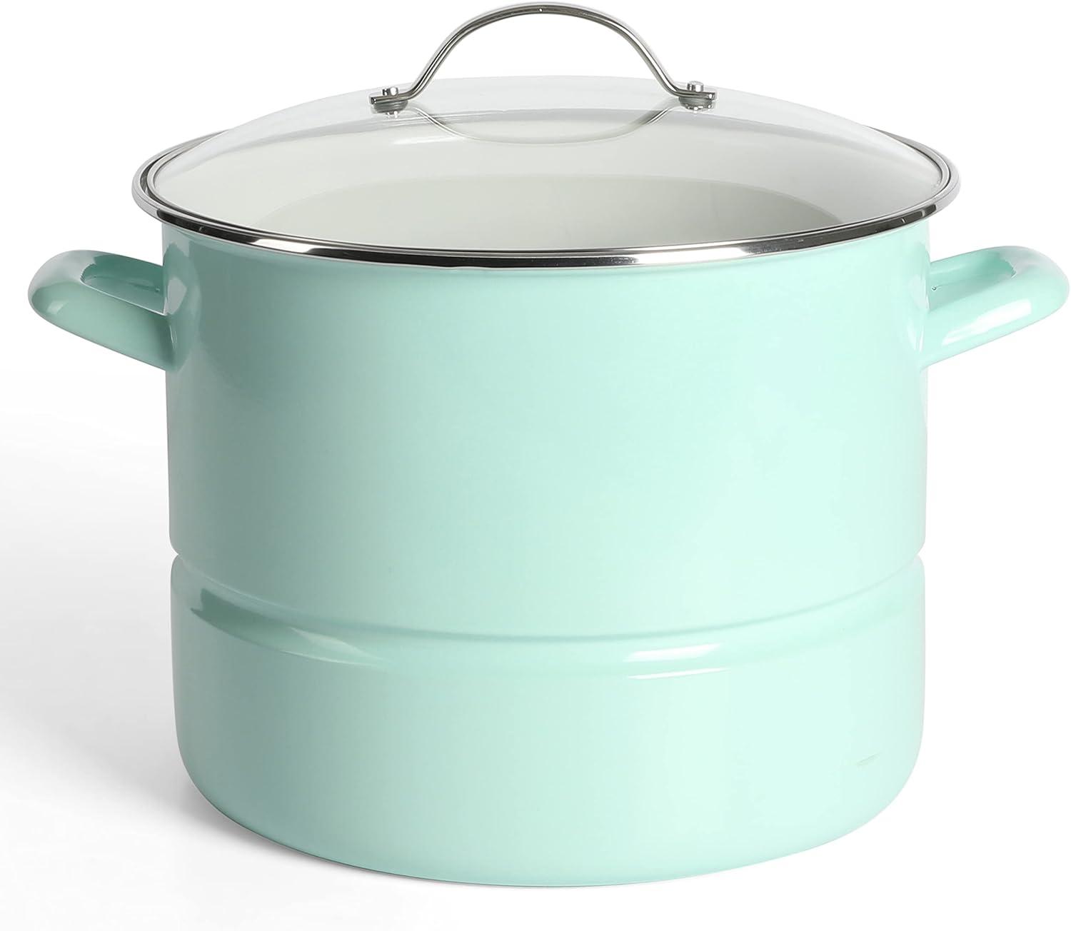 imageMartha Stewart Thayer 8Quart Enamel On Steel Scratch Resistant Stock Pot wLid Martha BlueMartha Blue