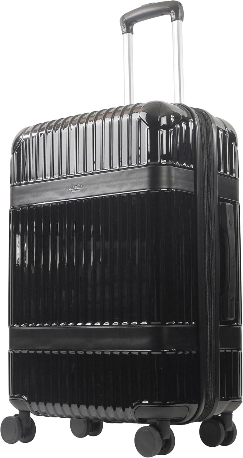 imageMartha Stewart The Bedford 22 Inch Carry On Luggage Hardshell Rolling Suitcase with Spinner Wheels SilverBlack