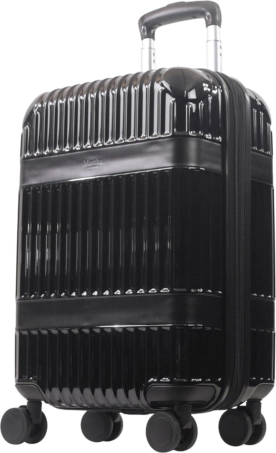 imageMartha Stewart The Bedford 22 Inch Carry On Luggage Hardshell Rolling Suitcase with Spinner Wheels SilverBlack