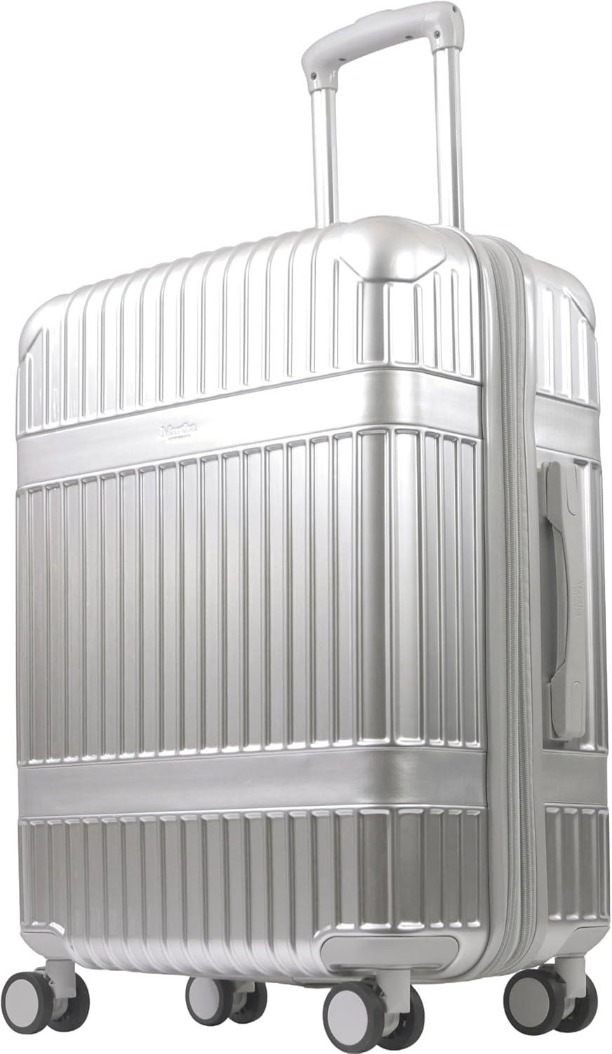 imageMartha Stewart The Bedford 22 Inch Carry On Luggage Hardshell Rolling Suitcase with Spinner Wheels SilverSilver