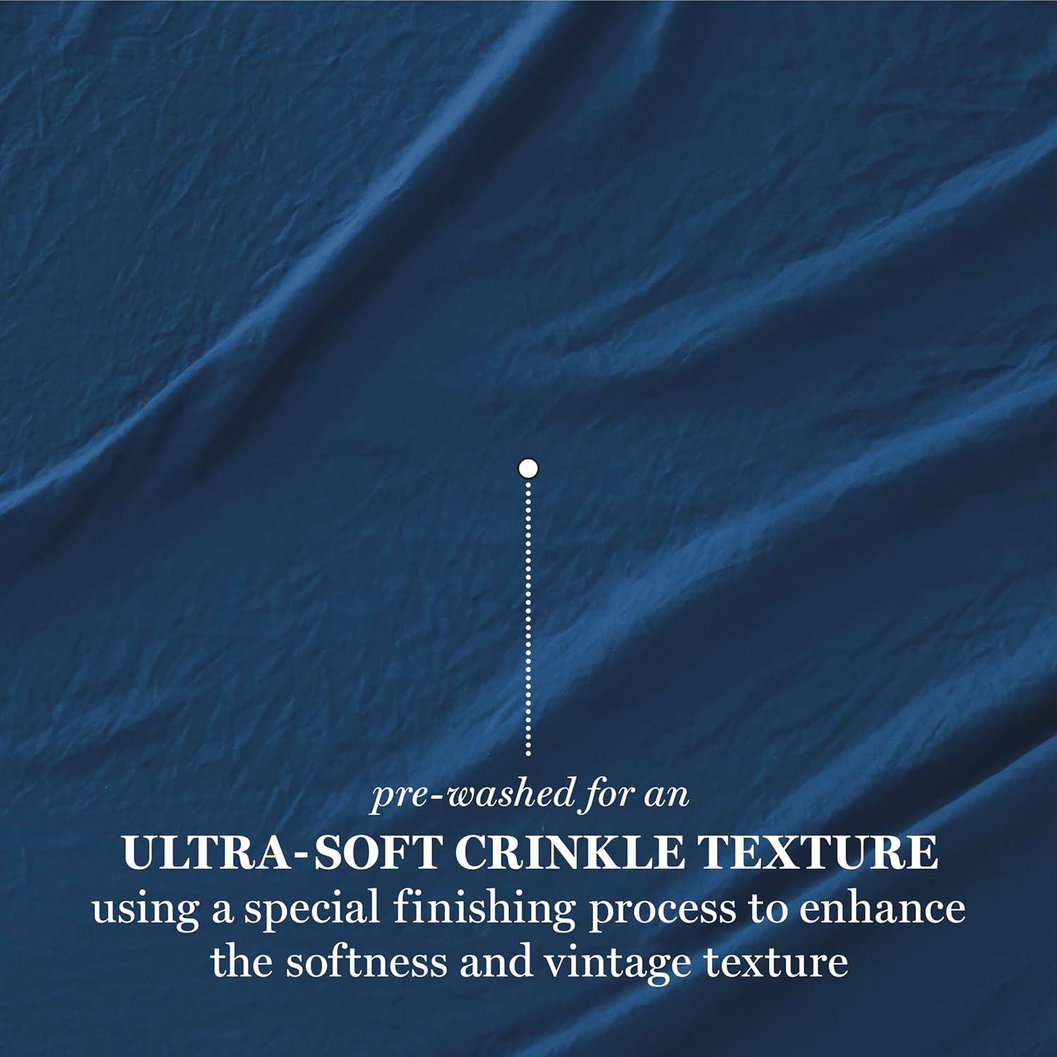 imageMartha Stewart Ultra Soft Brushed and Washed Microfiber 4 Piece Sheet Set Easy Care Deep Pocket Comfy Sheets 1 Flat Sheet 1 Fitted Sheet 2 Std Pillowcases Queen Size White ampamp Blush PinkNavy Peony