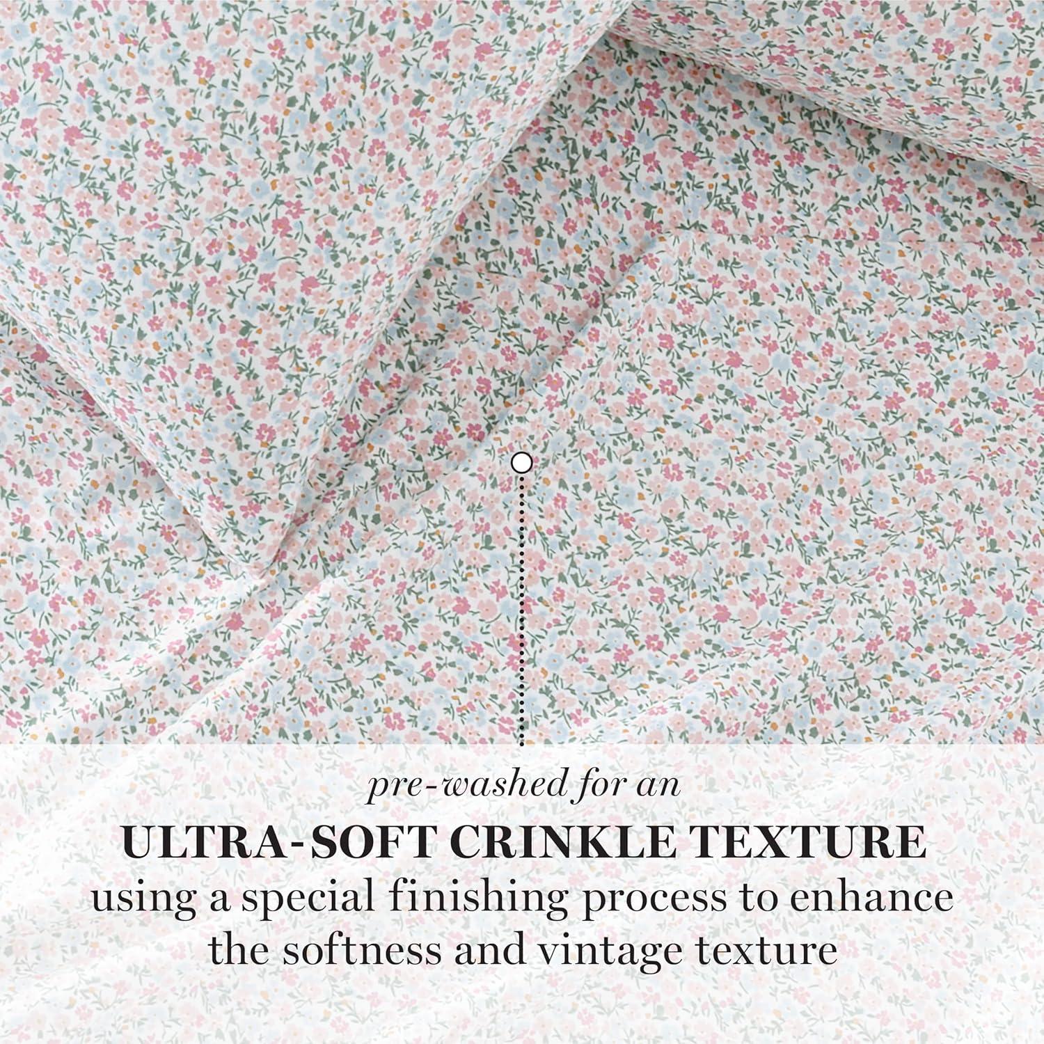 imageMartha Stewart Ultra Soft Brushed and Washed Microfiber 4 Piece Sheet Set Easy Care Deep Pocket Comfy Sheets 1 Flat Sheet 1 Fitted Sheet 2 Std Pillowcases Queen Size White ampamp Blush PinkJuniper Sea Pink