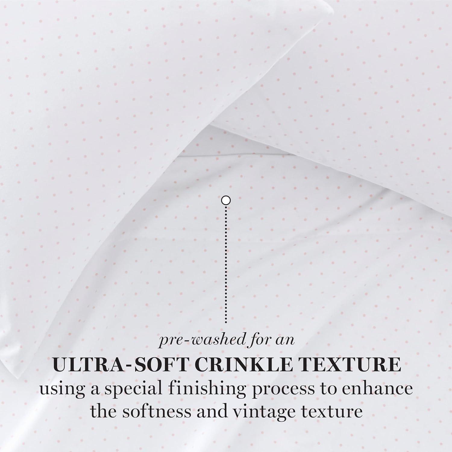 imageMartha Stewart Ultra Soft Brushed and Washed Microfiber 4 Piece Sheet Set Easy Care Deep Pocket Comfy Sheets 1 Flat Sheet 1 Fitted Sheet 2 Std Pillowcases Queen Size White ampamp Blush PinkSwissdot Rose