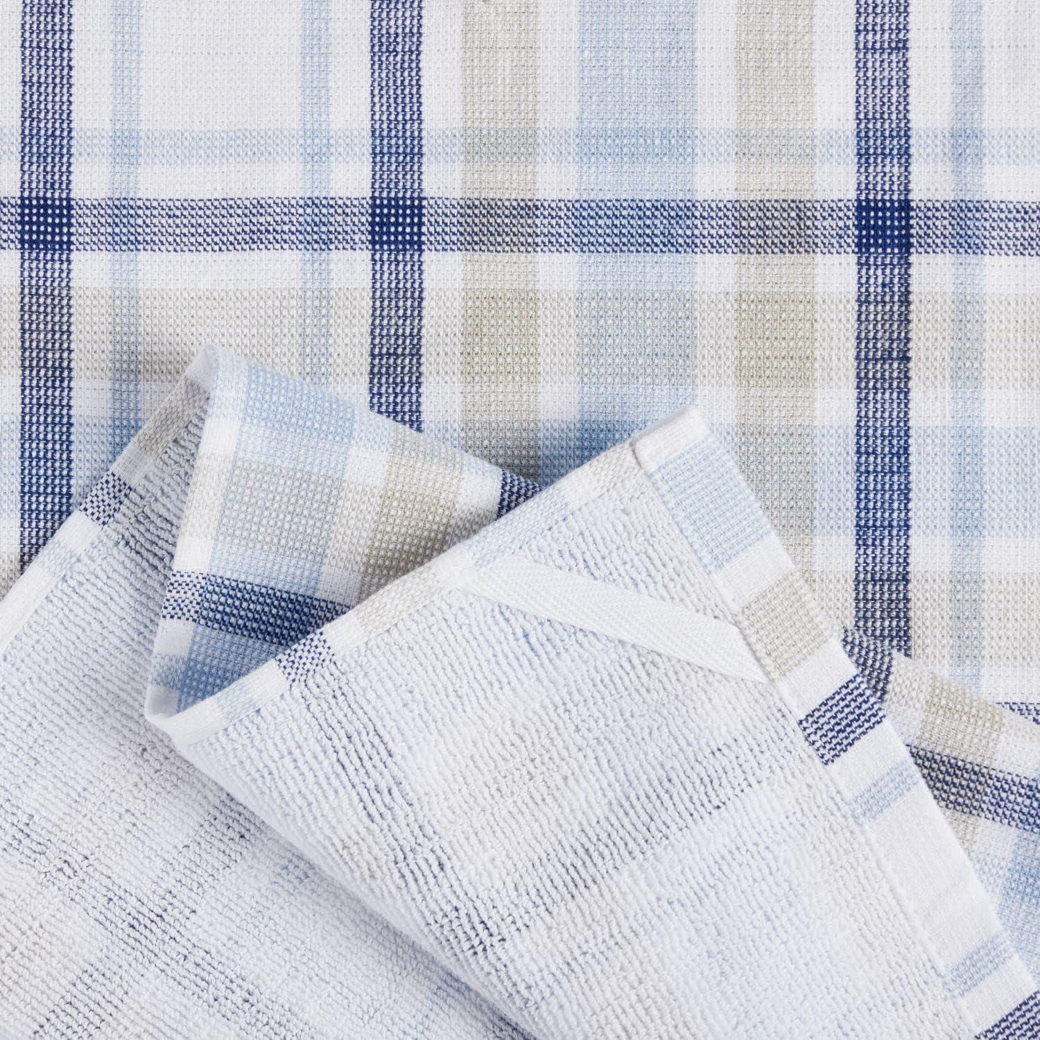 imageMartha Stewart Valley Plaid Kitchen Towel 2Pack Set Indigo 16quotx28quotIndigo