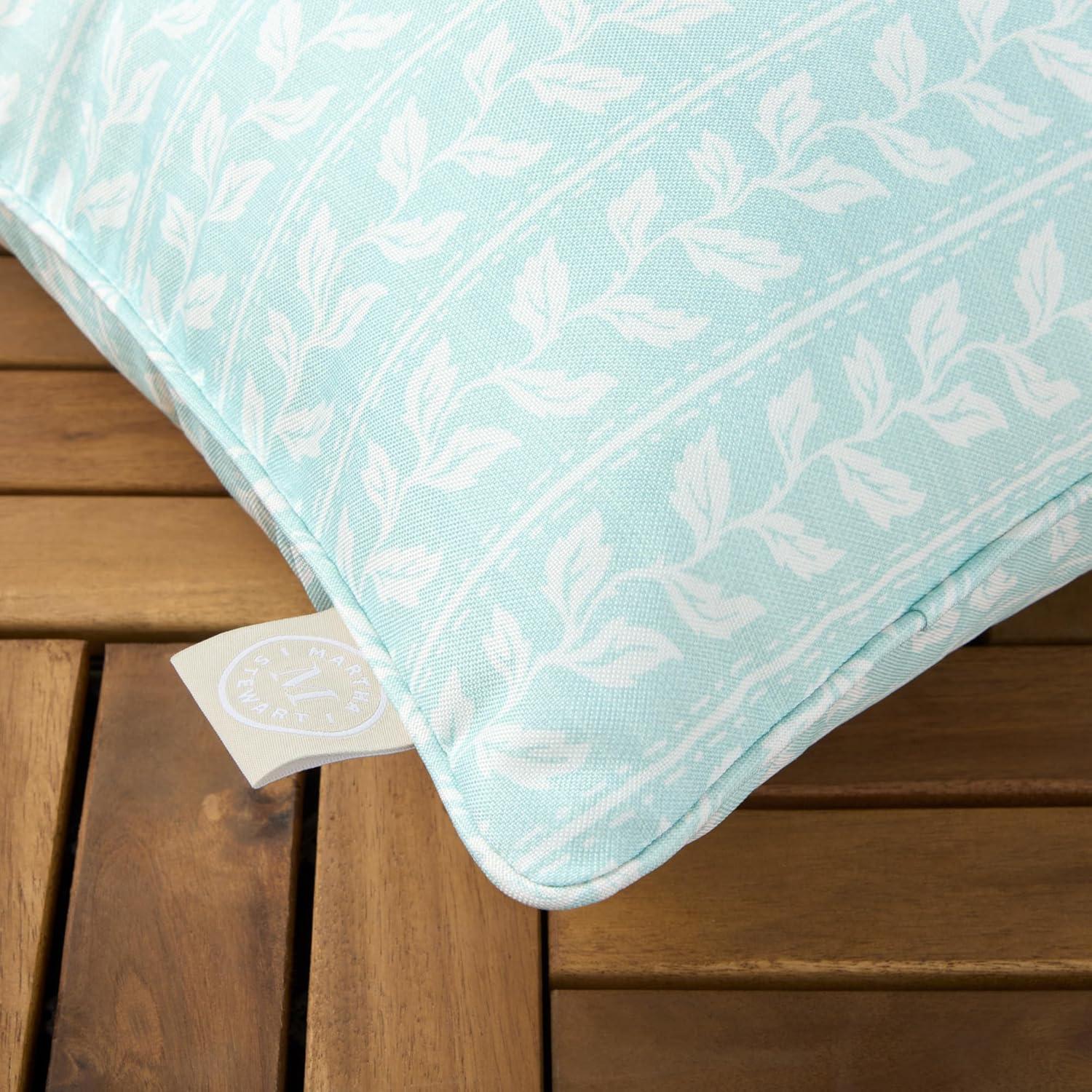 imageMartha Stewart Vineyard Vines Indoor Outdoor Decorative Pillow 2Pack Set UV Fade Resistant Water Repellent Printed Garden Design Green 18quotx18quotAqua Blue