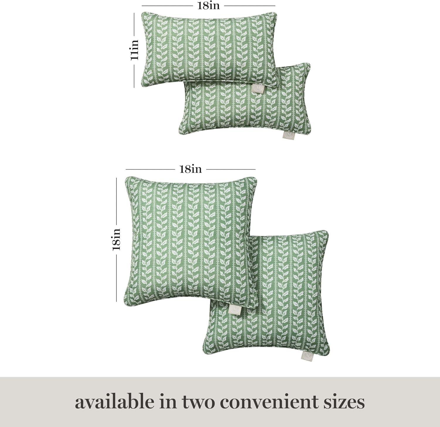 imageMartha Stewart Vineyard Vines Indoor Outdoor Decorative Pillow 2Pack Set UV Fade Resistant Water Repellent Printed Garden Design Green 18quotx18quotGreen
